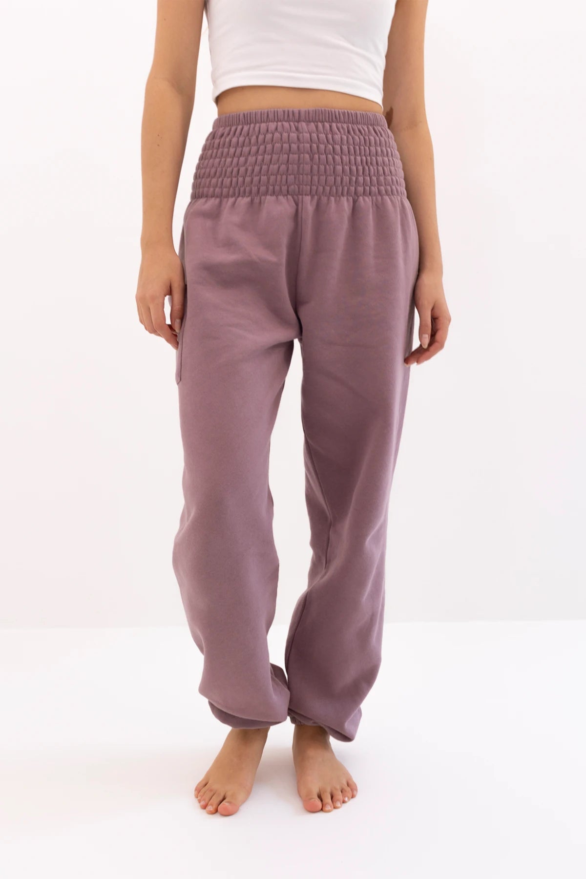 Pantalones bombachos cálidos para estar por casa color ciruela