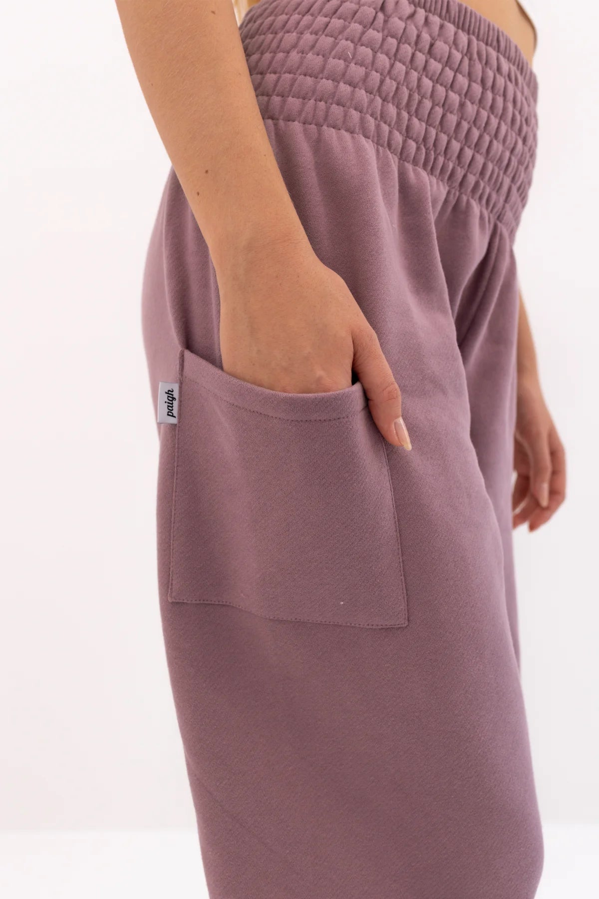 Pantalones bombachos cálidos para estar por casa color ciruela