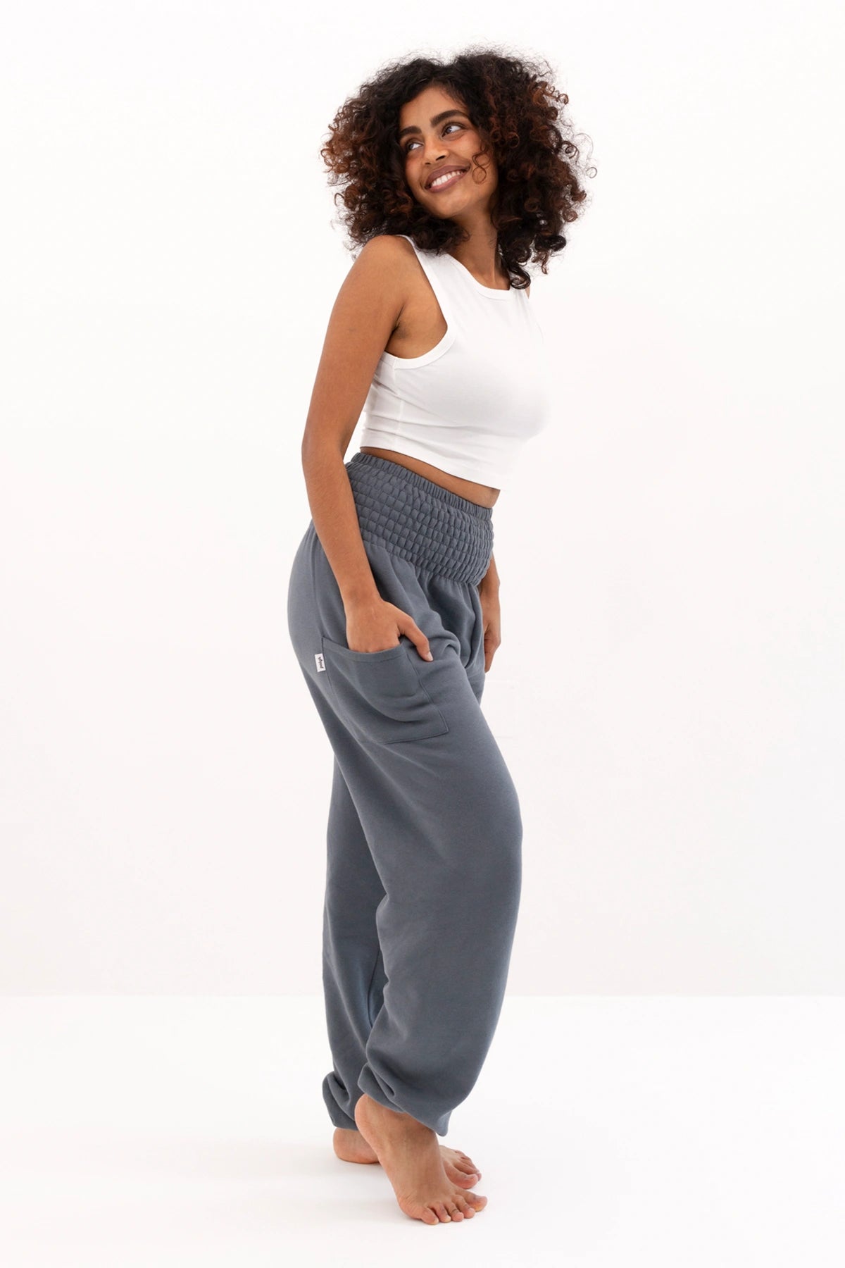 Pantalón harén cálido loungewear antracita