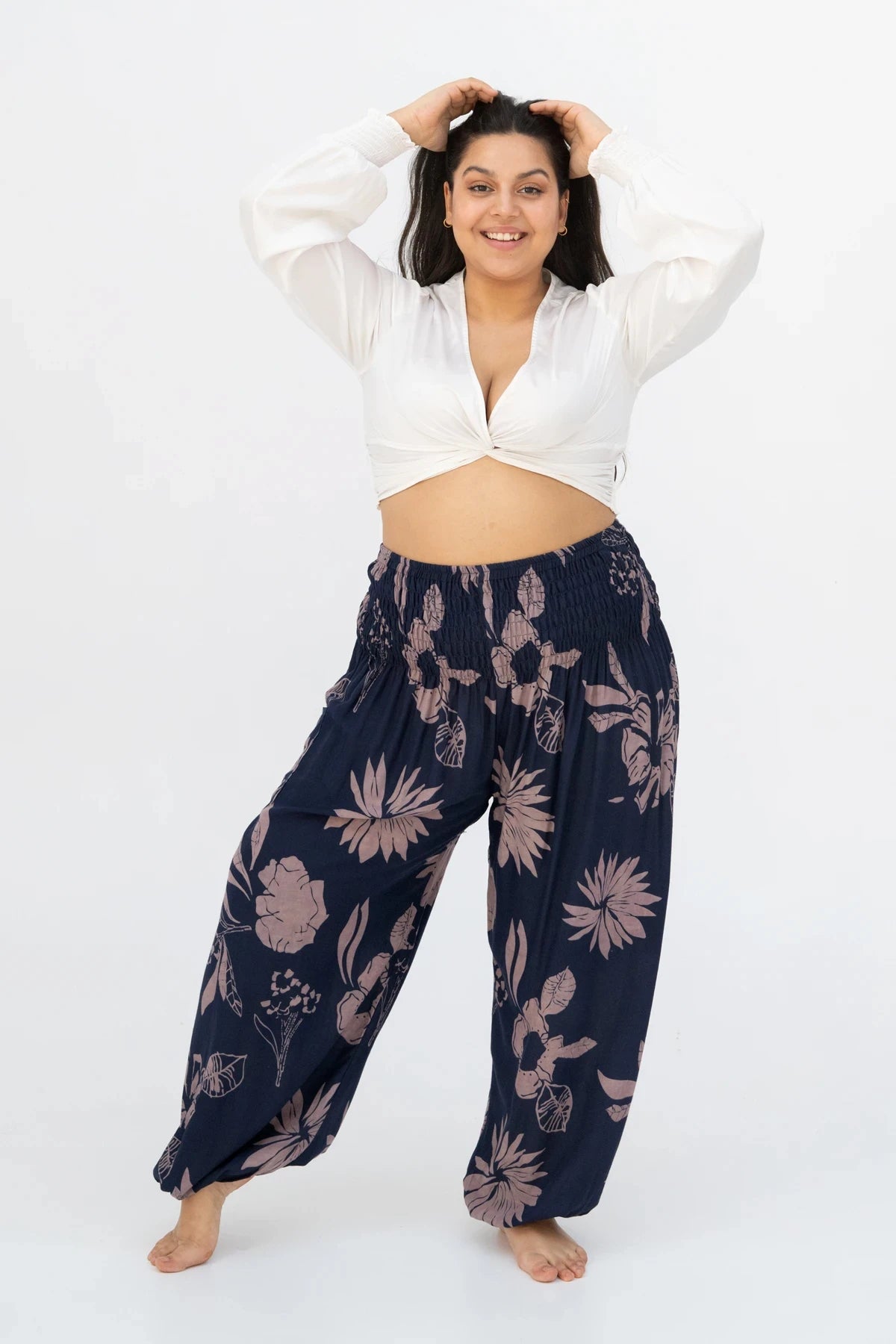 Haremshose Wasserlilie Dunkelblau Plus Size