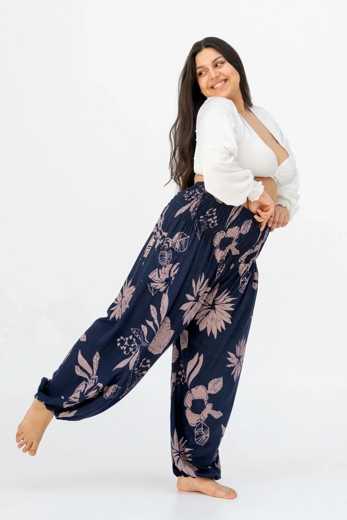 Haremshose Wasserlilie Dunkelblau Plus Size