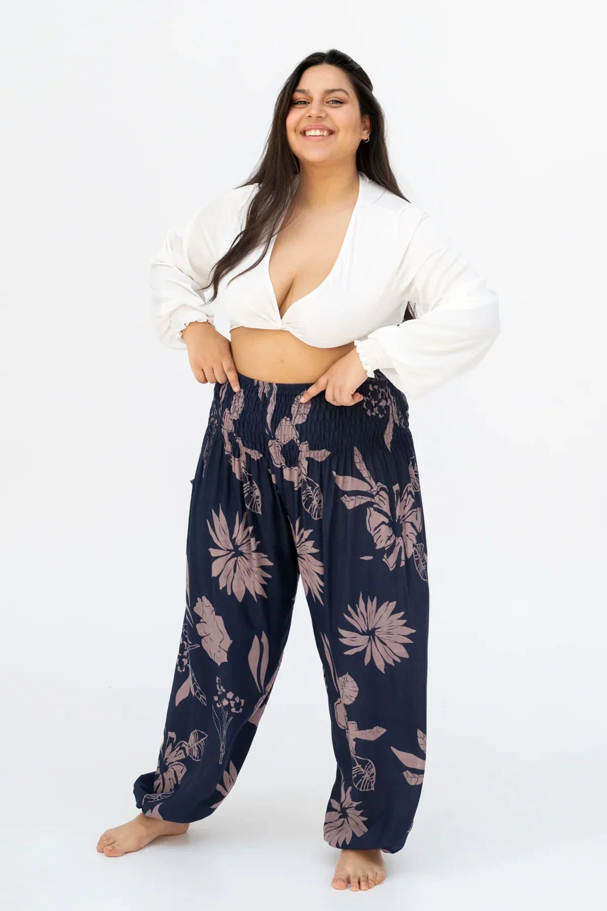 Haremshose Wasserlilie Dunkelblau Plus Size