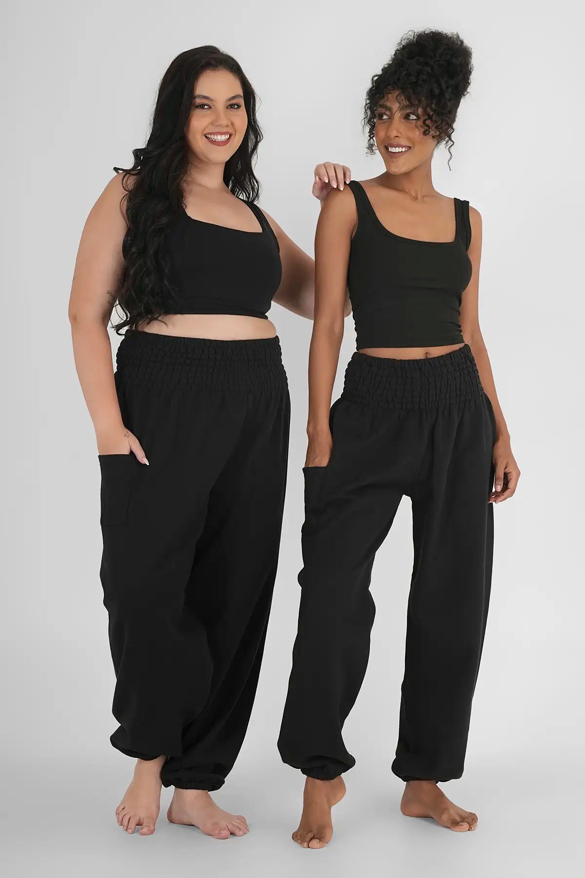 Sweatpants Straight Leg Black Plus Size