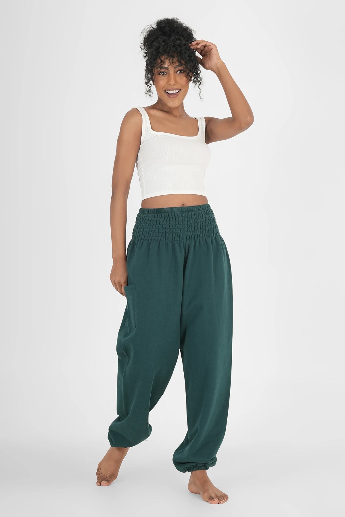 Warme Loungewear Haremshose Tiefsee
