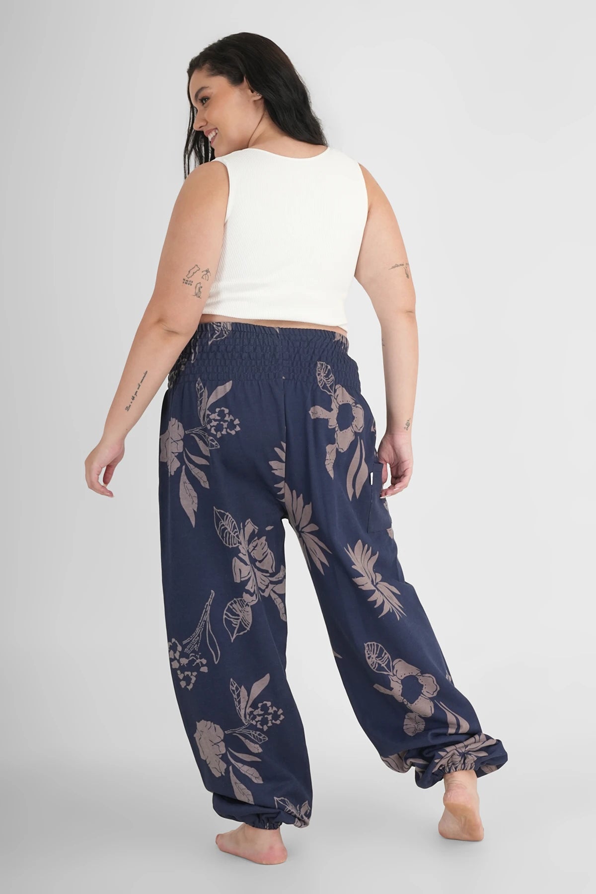 Caldi pantaloni harem per l'abbigliamento da casa ninfea blu scuro