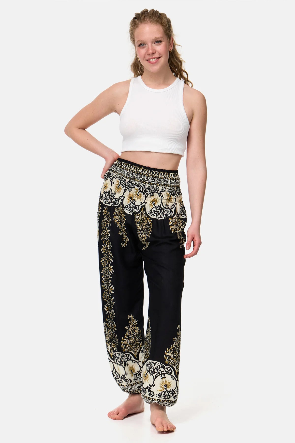 Pantaloni Harem Magnifico Mare di Fiori Versione Lunga