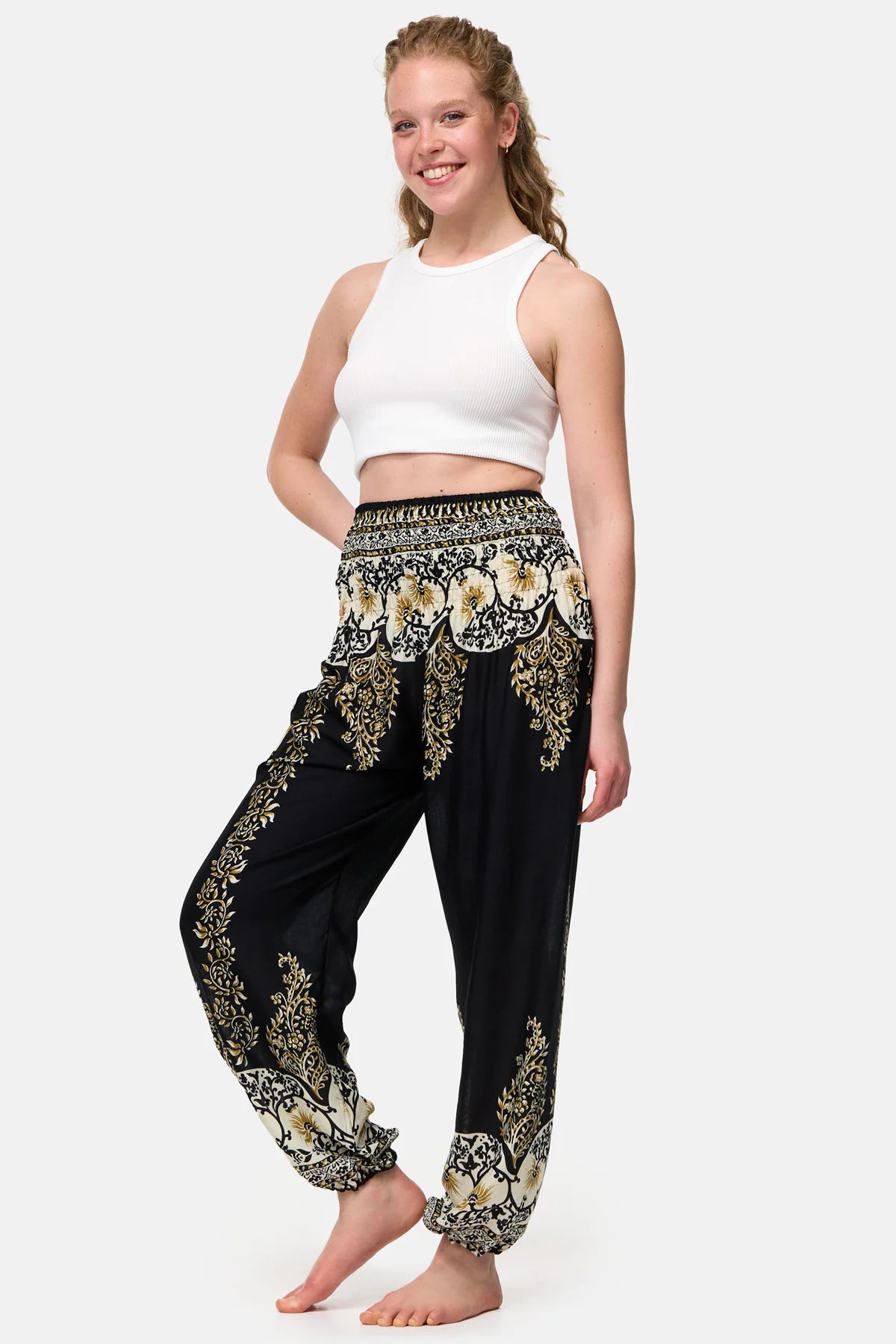 Pantaloni Harem Magnifico Mare di Fiori Versione Lunga