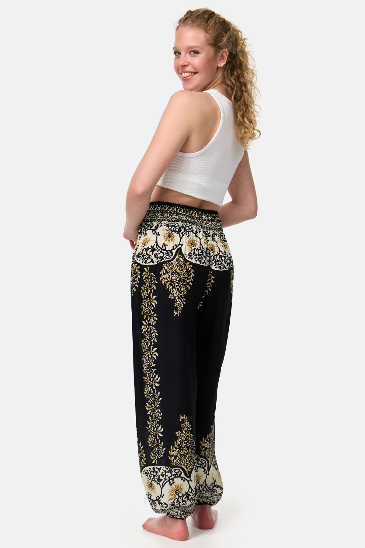 Pantaloni Harem Magnifico Mare di Fiori Versione Lunga