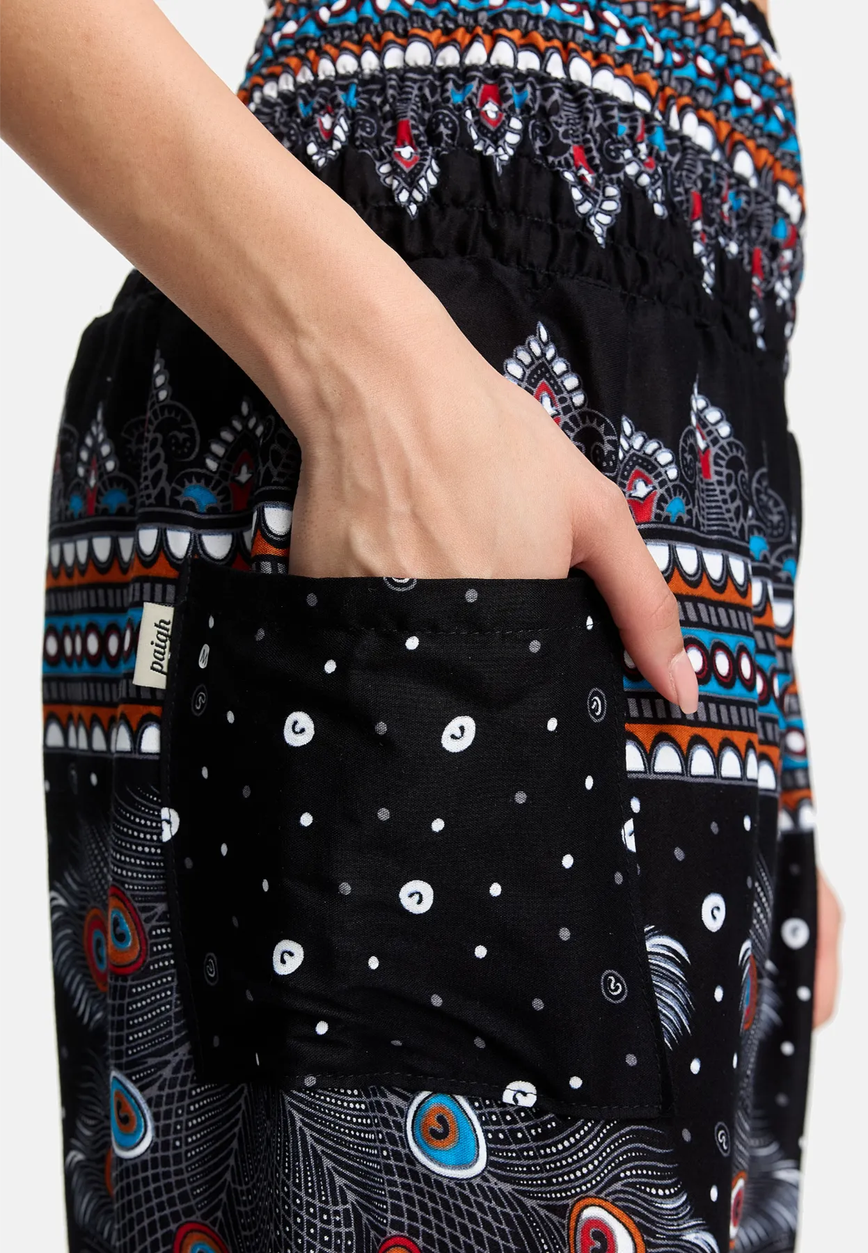 Pantaloni Harem Neri Occhio di Pavone Versione Lunga
