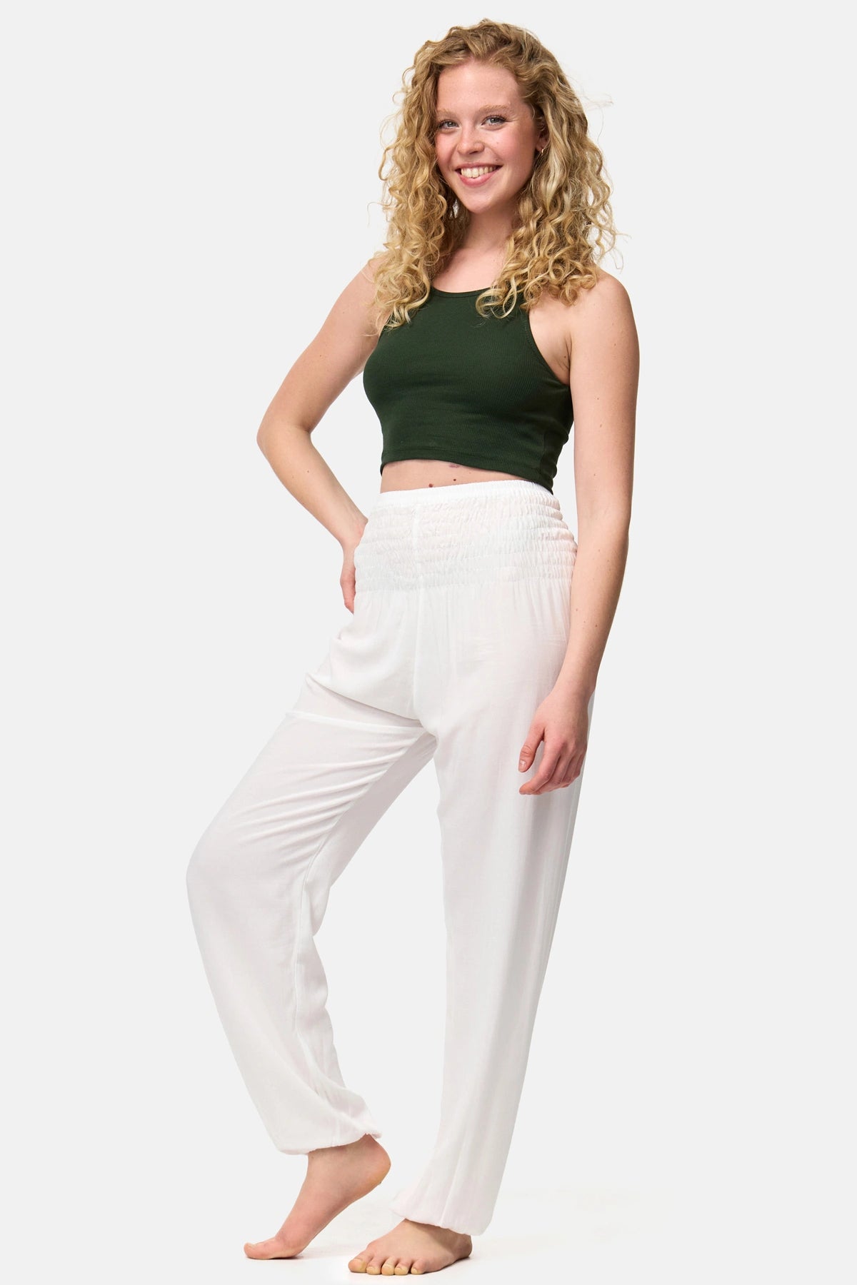 Pantaloni stile harem bianchi
