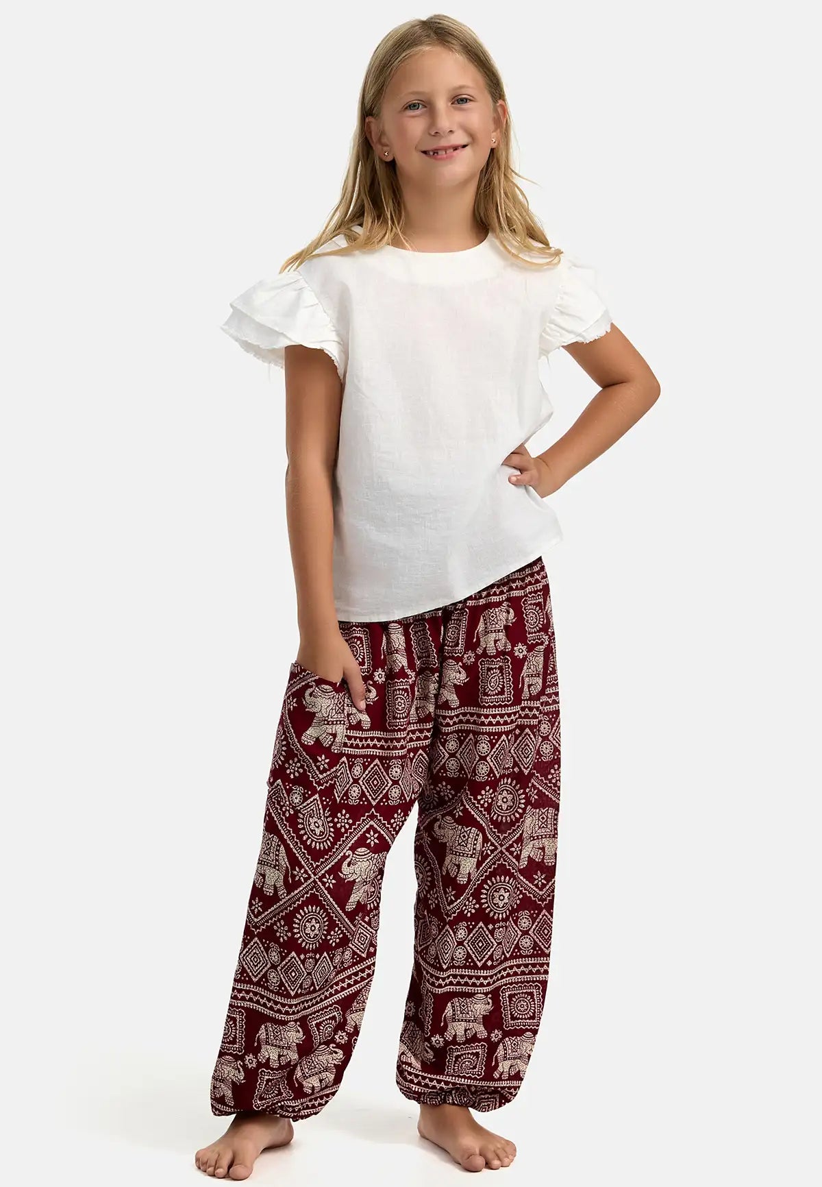 Sarouel enfant éléphant rouge