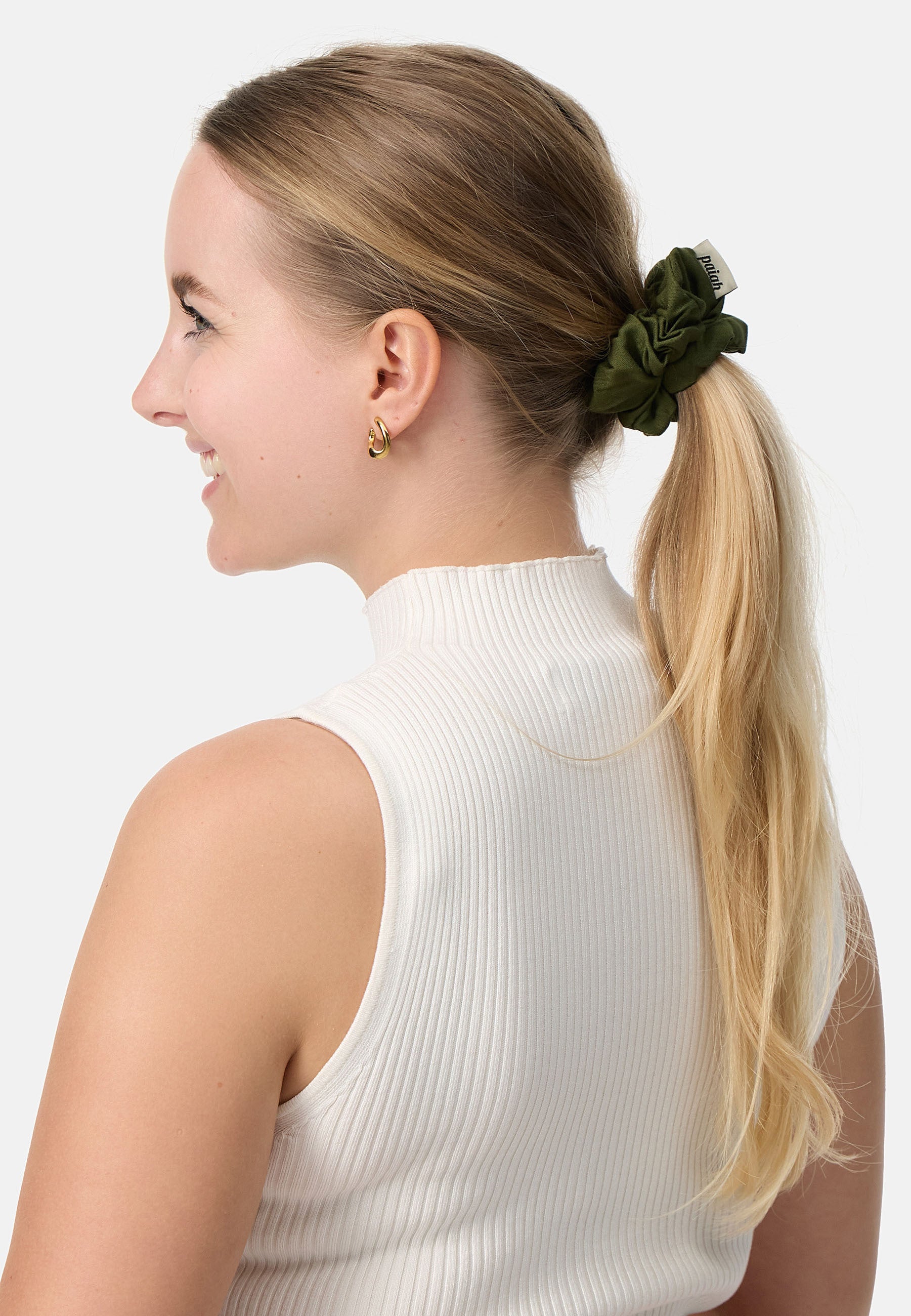 Elástico de cabelo Scrunchie Verde Oliva