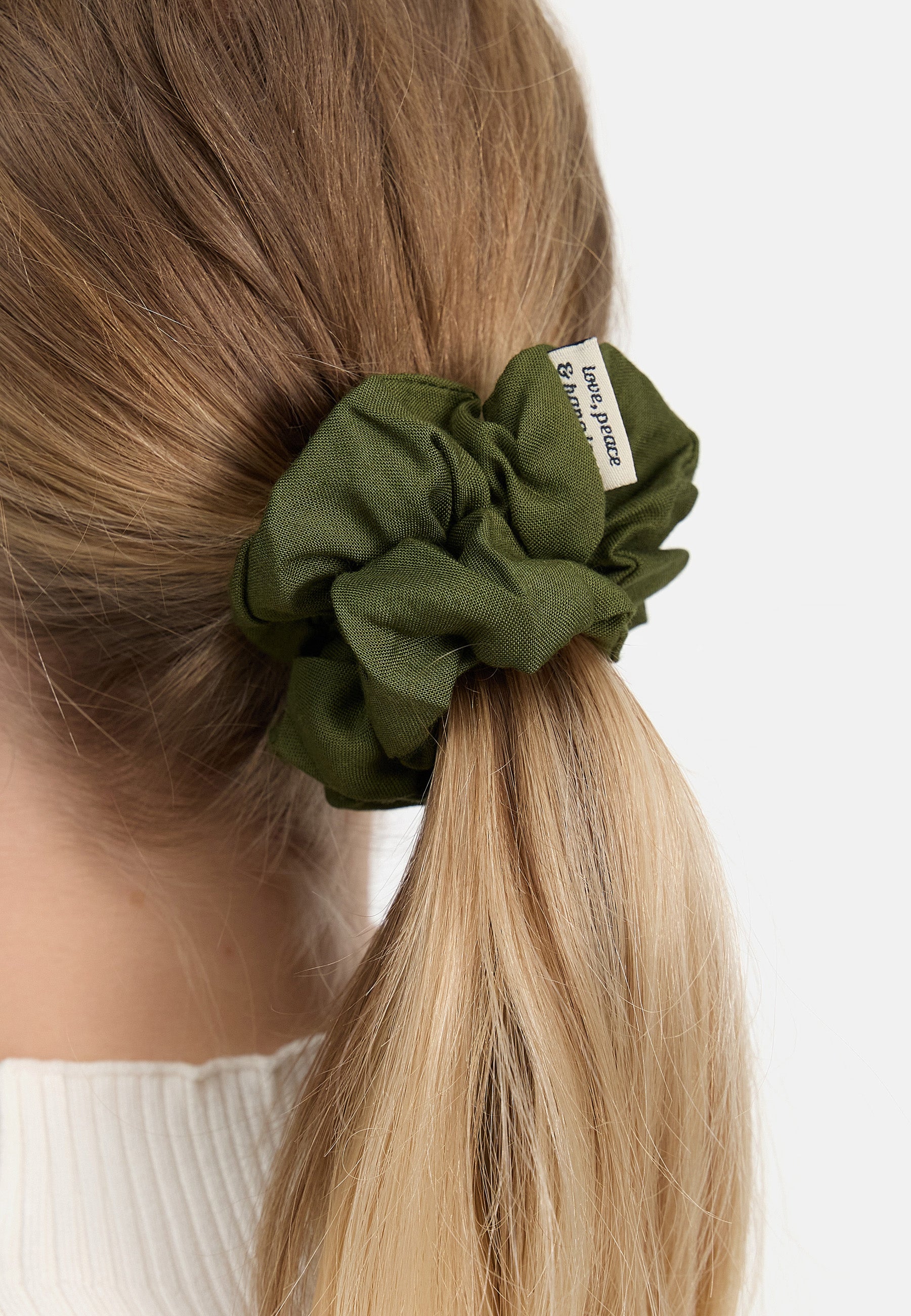 Elástico de cabelo Scrunchie Verde Oliva
