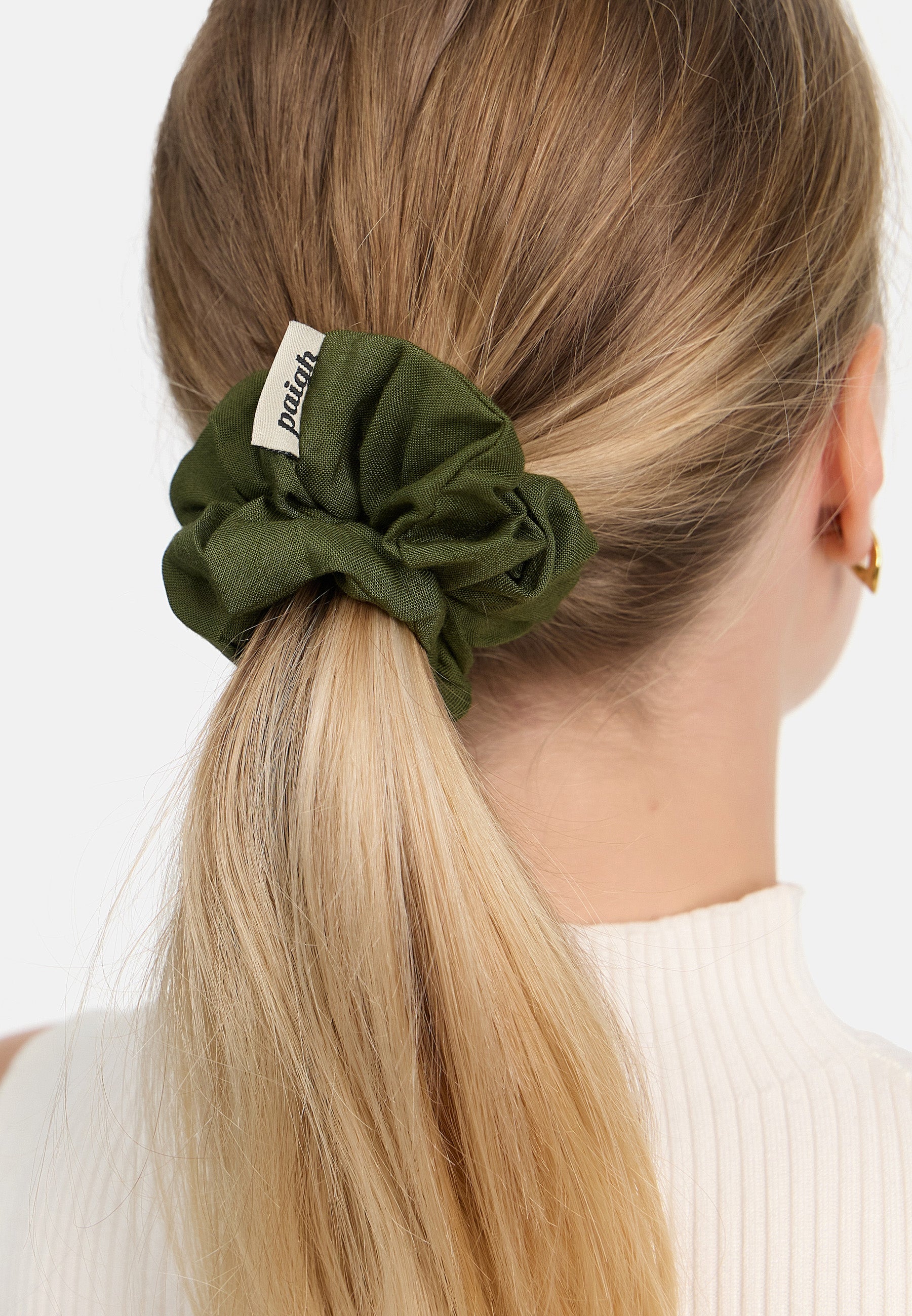 Elástico de cabelo Scrunchie Verde Oliva