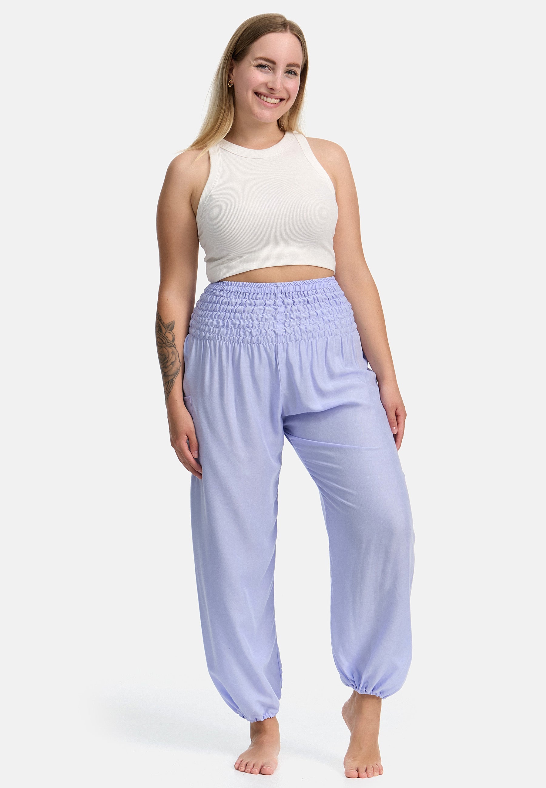 Sarouel lilas version courte