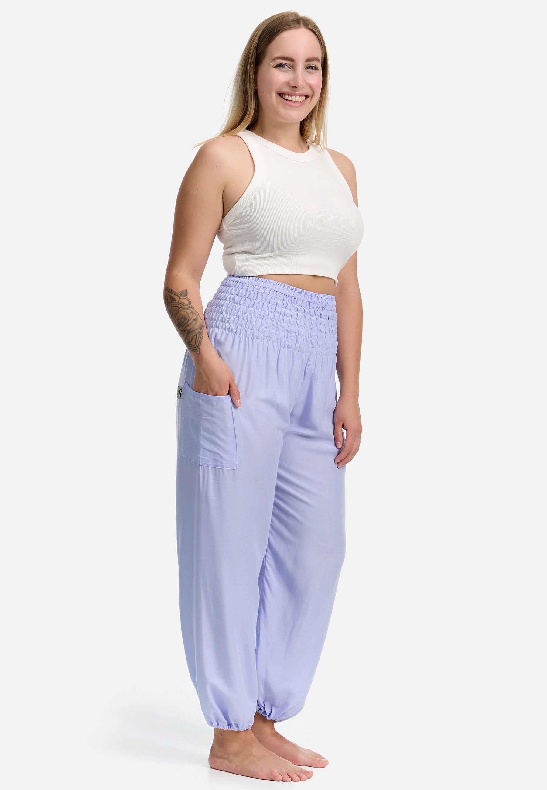 Sarouel lilas version courte
