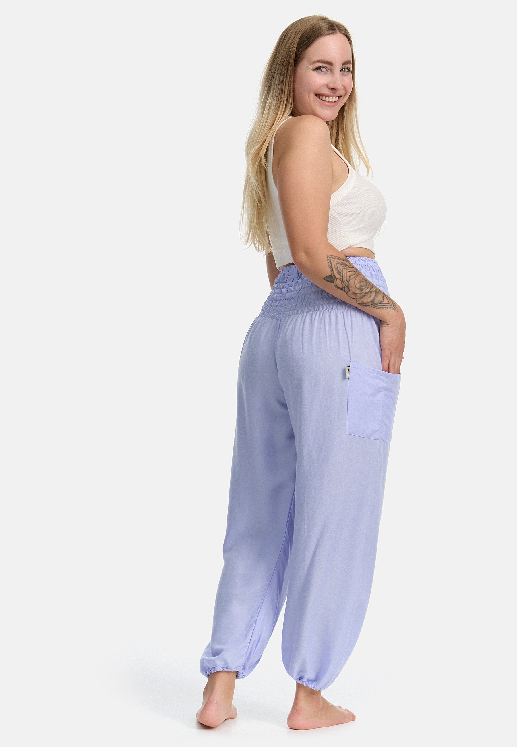 Sarouel lilas version courte
