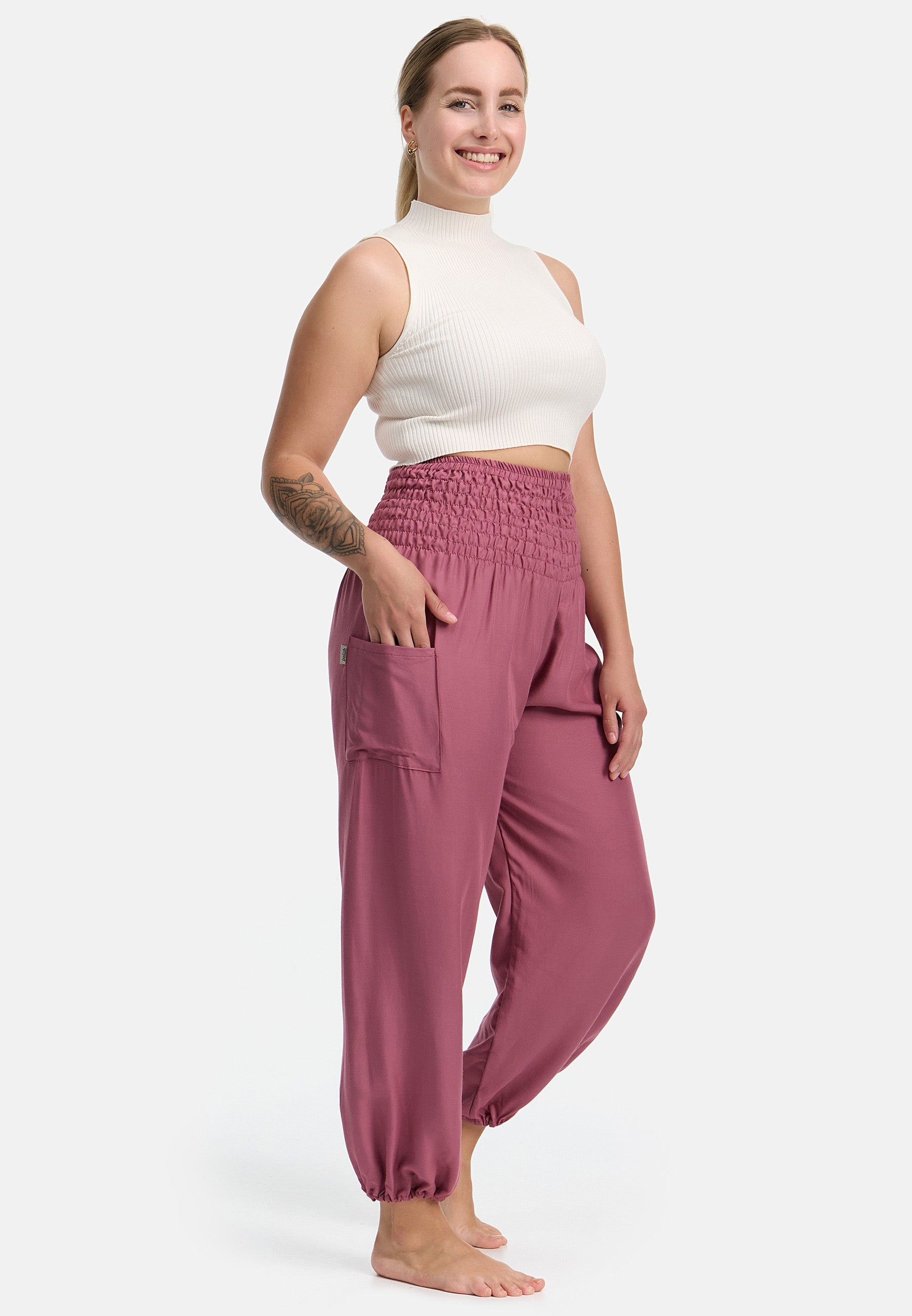 Sarouel rouge framboise version courte