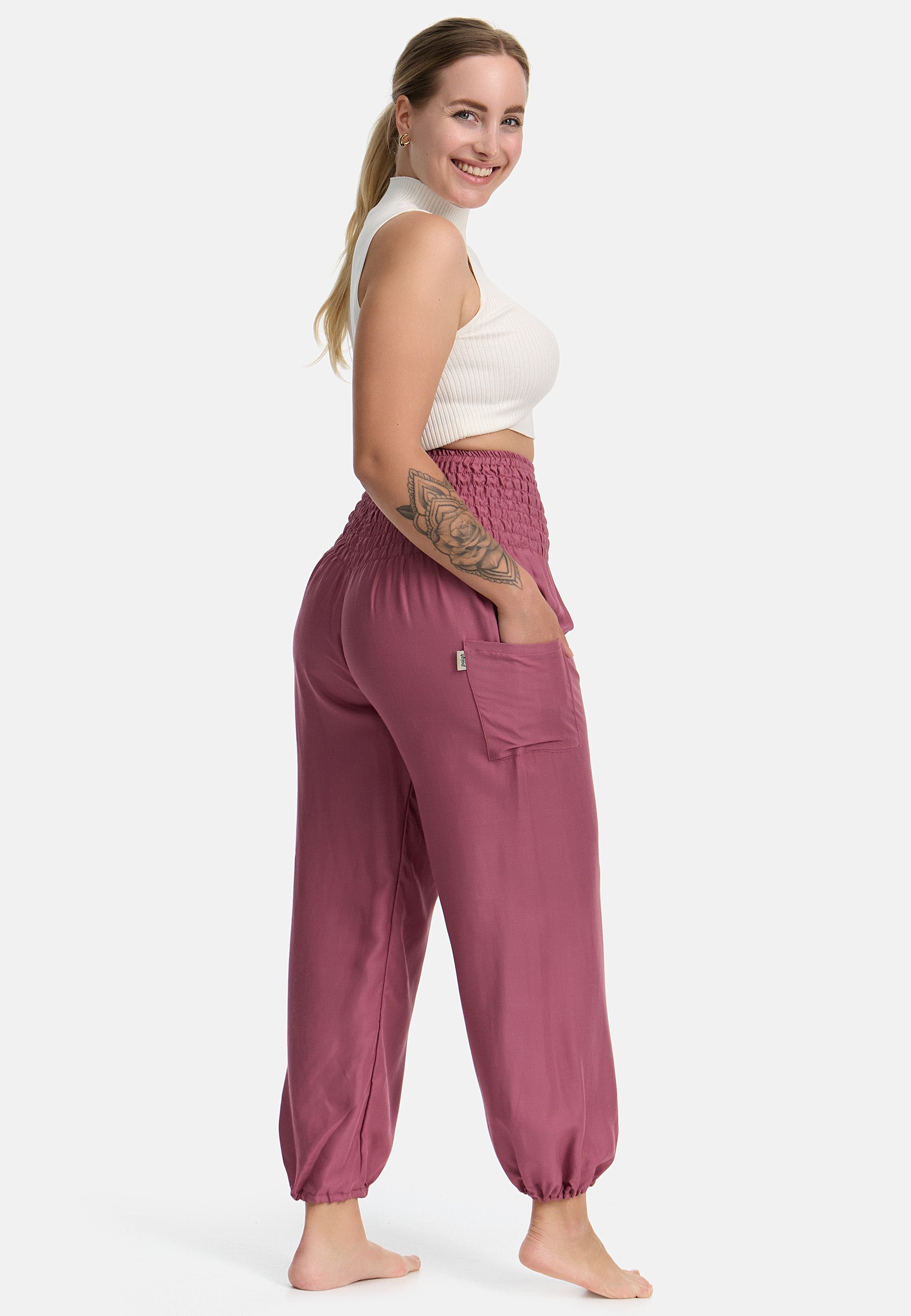 Sarouel rouge framboise version courte