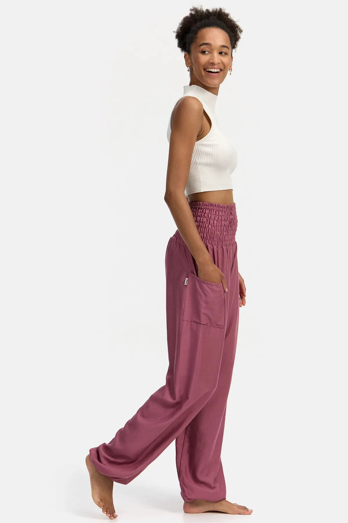 Sarouel rouge framboise version longue