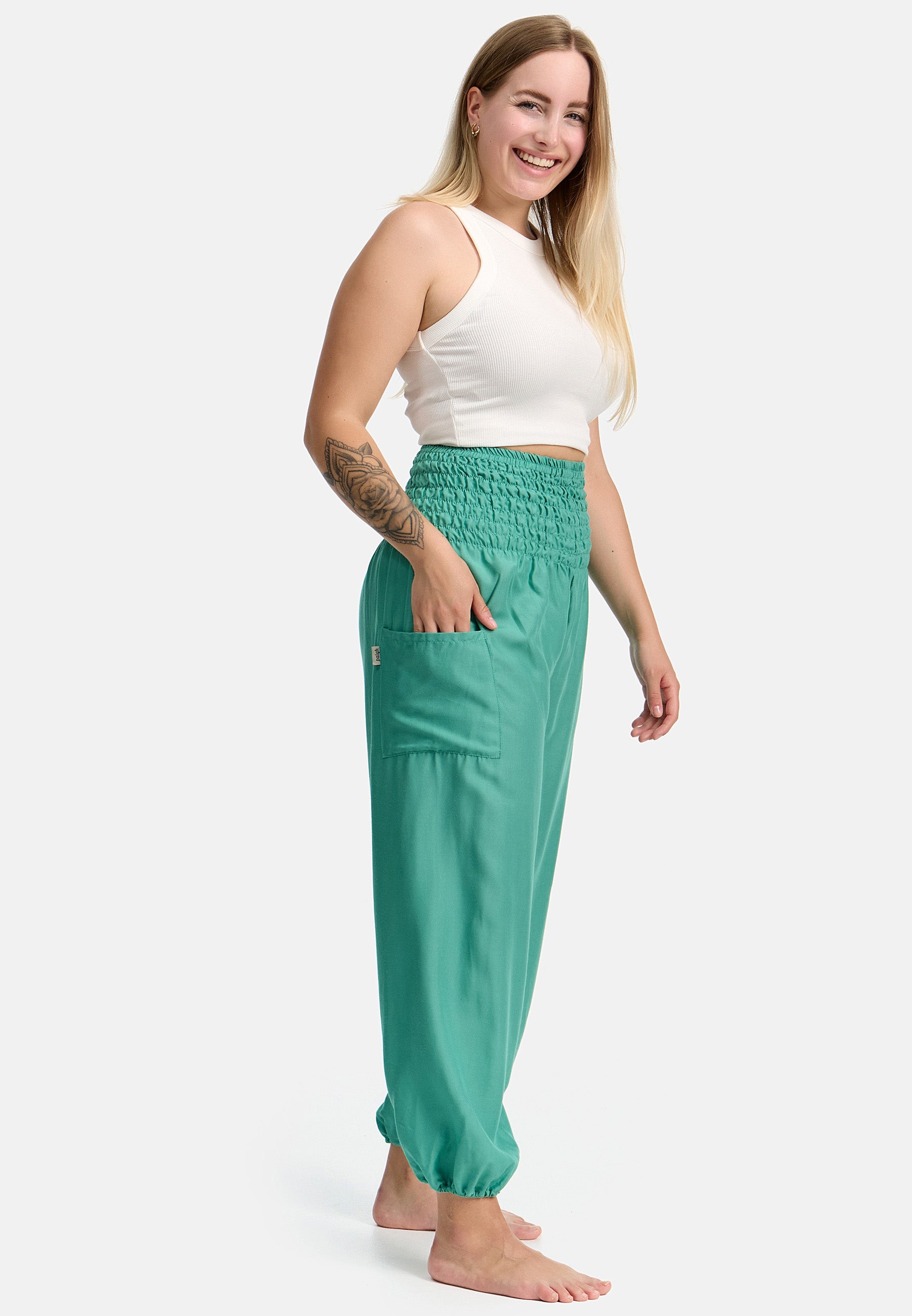 Sarouel vert menthe version courte