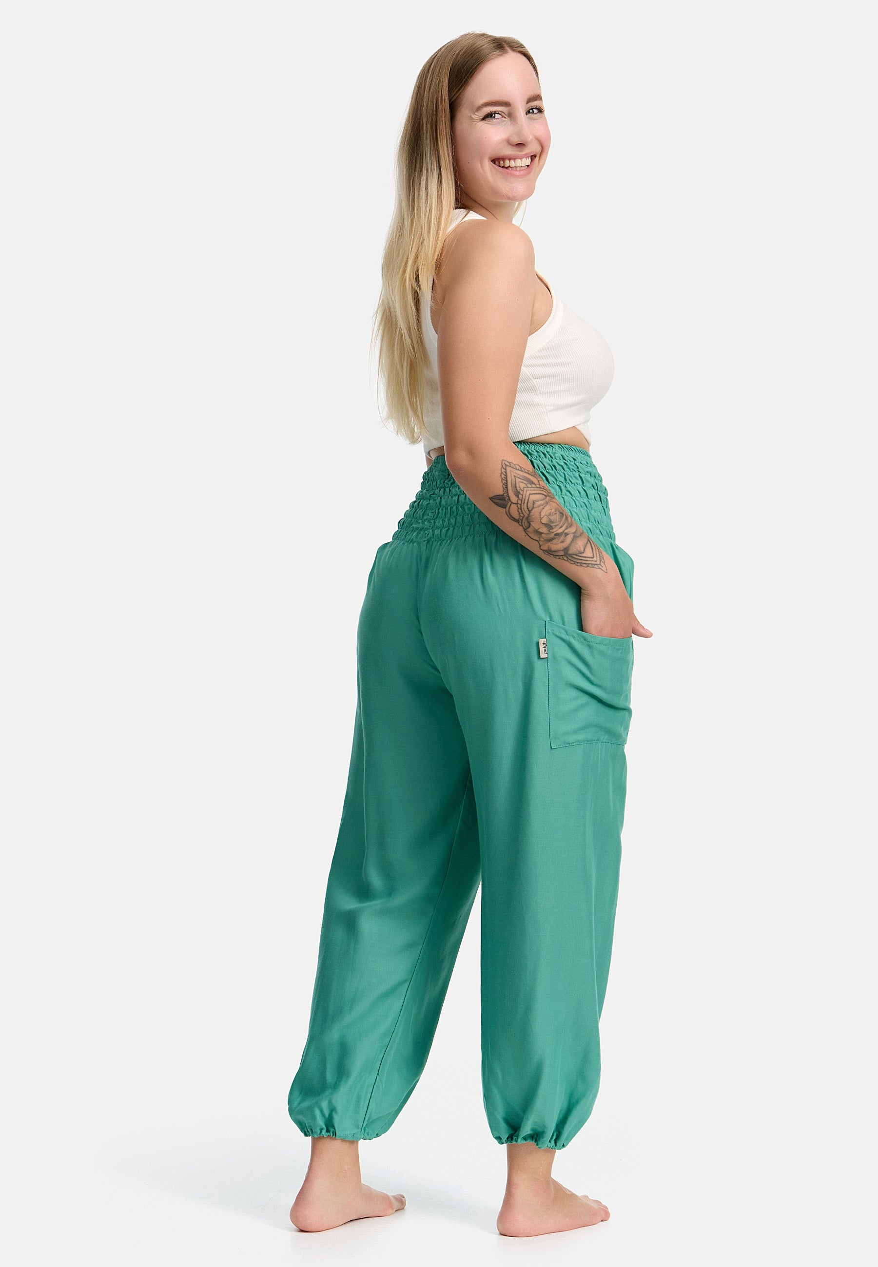 Sarouel vert menthe version courte