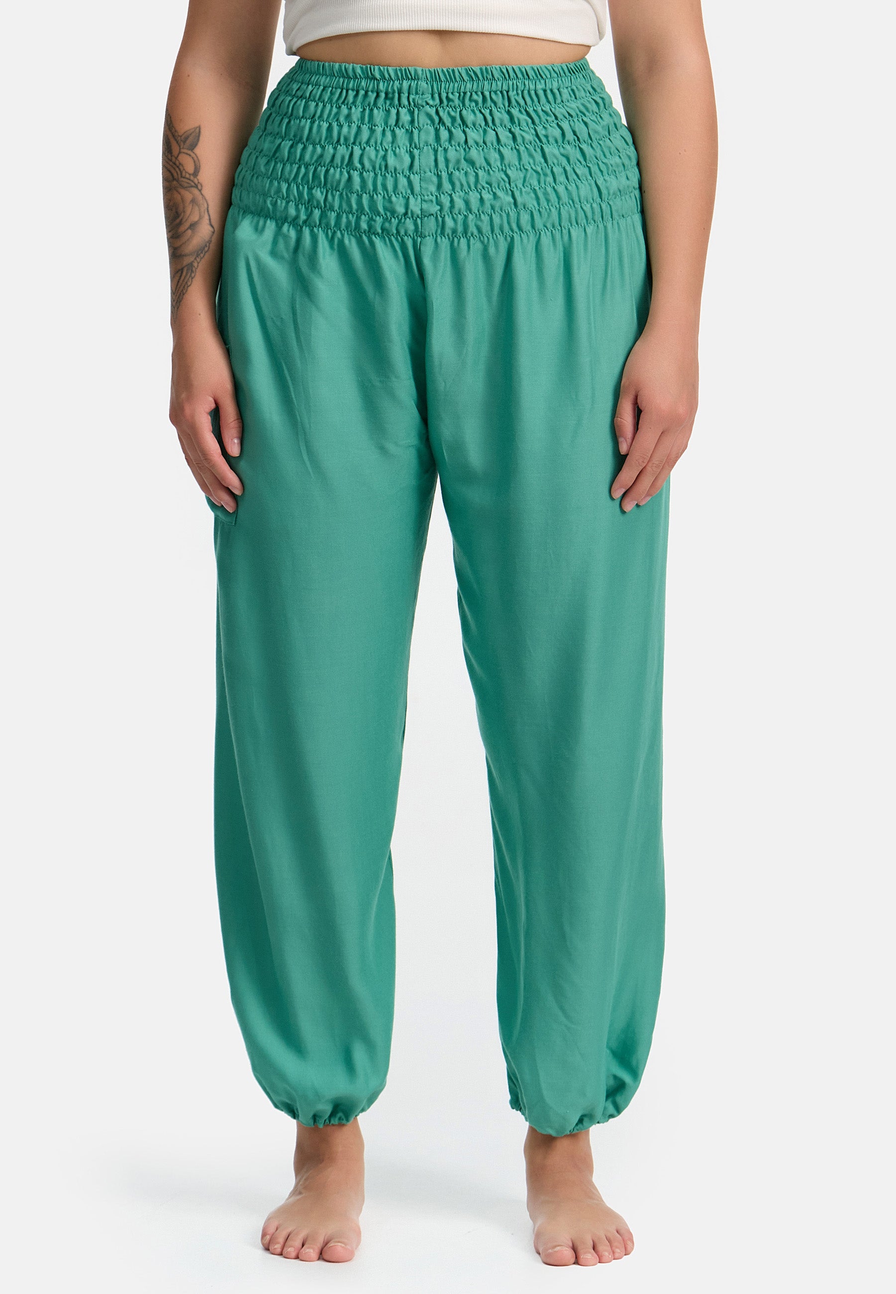 Sarouel vert menthe version courte