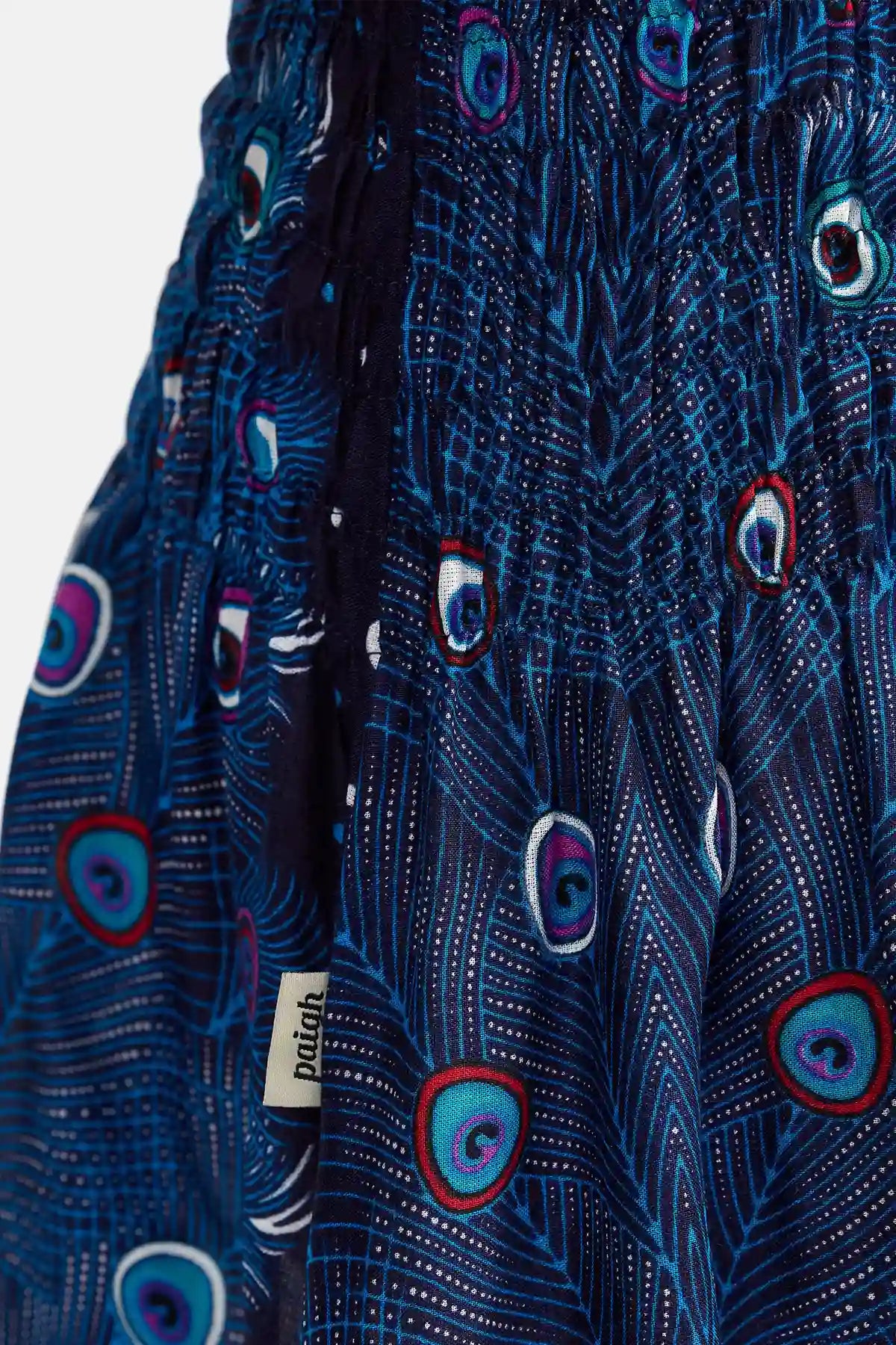 Jupe courte oeil de paon bleu