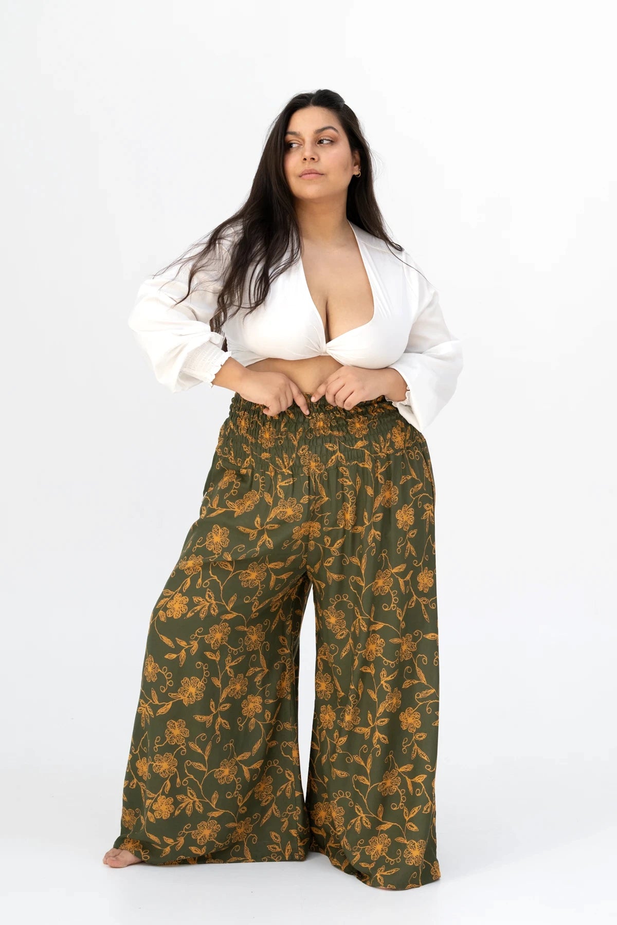 Palazzo Vert Olive Wildflower Taille Plus