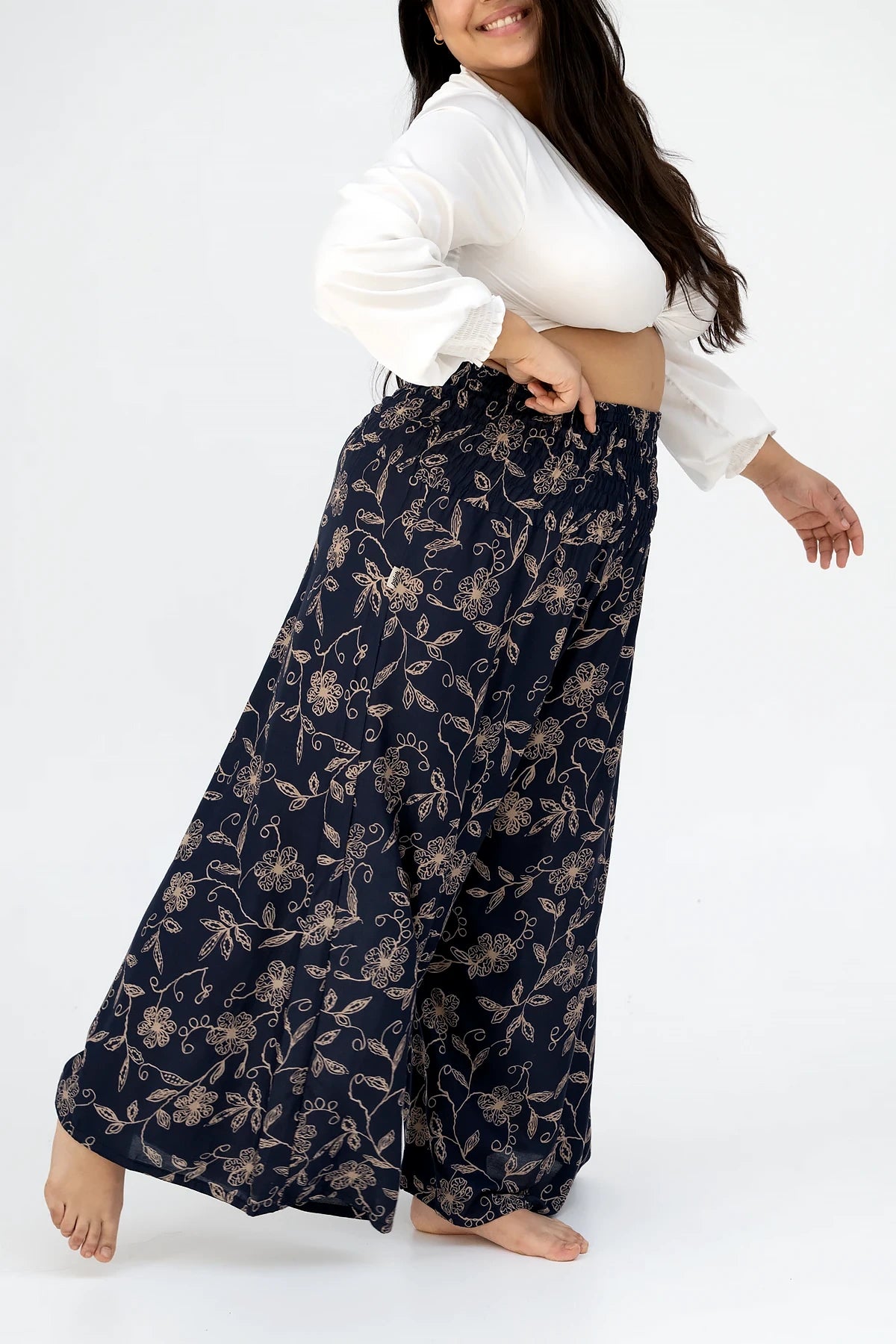Palazzo Tiefblaue Wildblume Plus Size