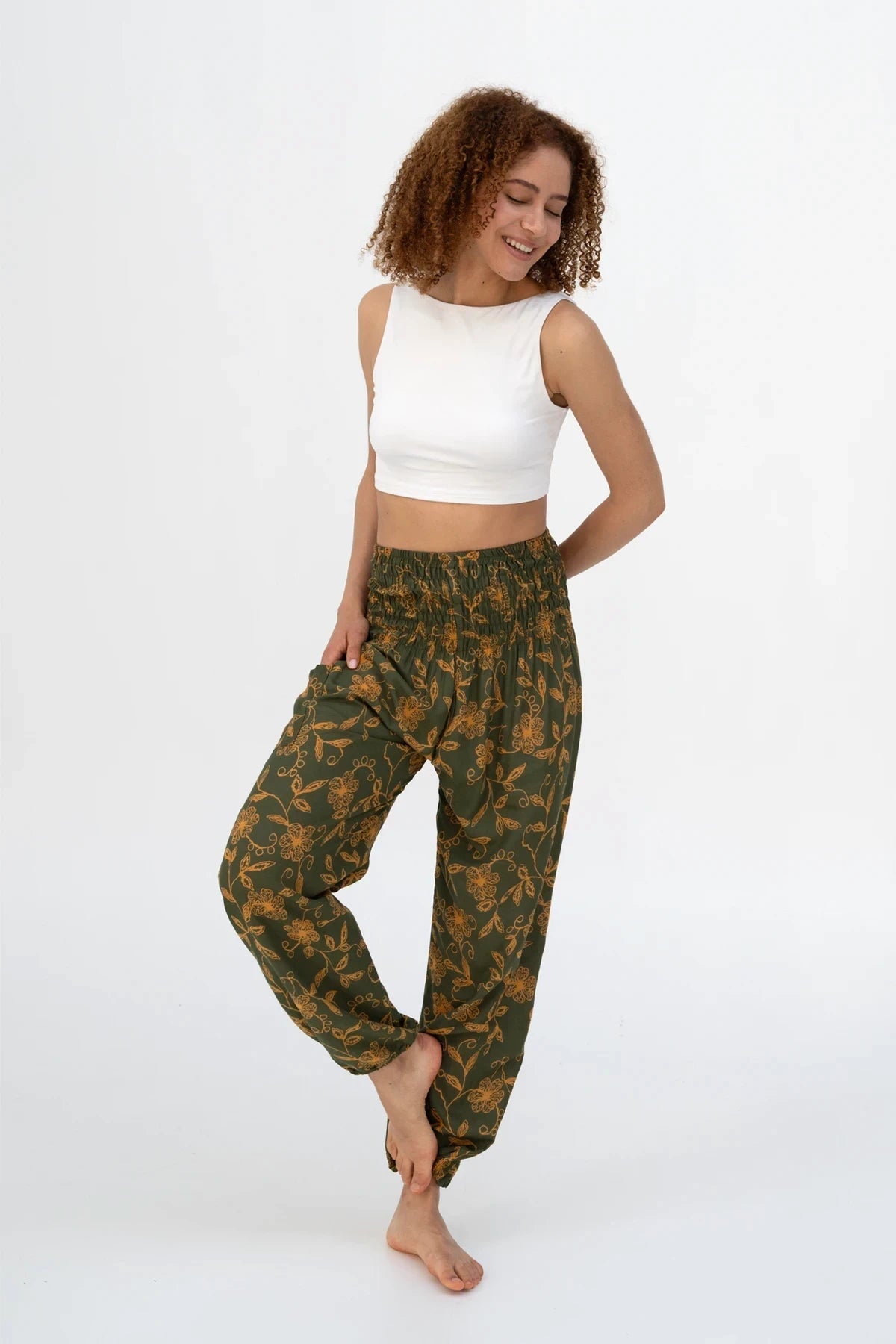 Pantaloni Harem Verde Oliva Wildflower Versione Lunga