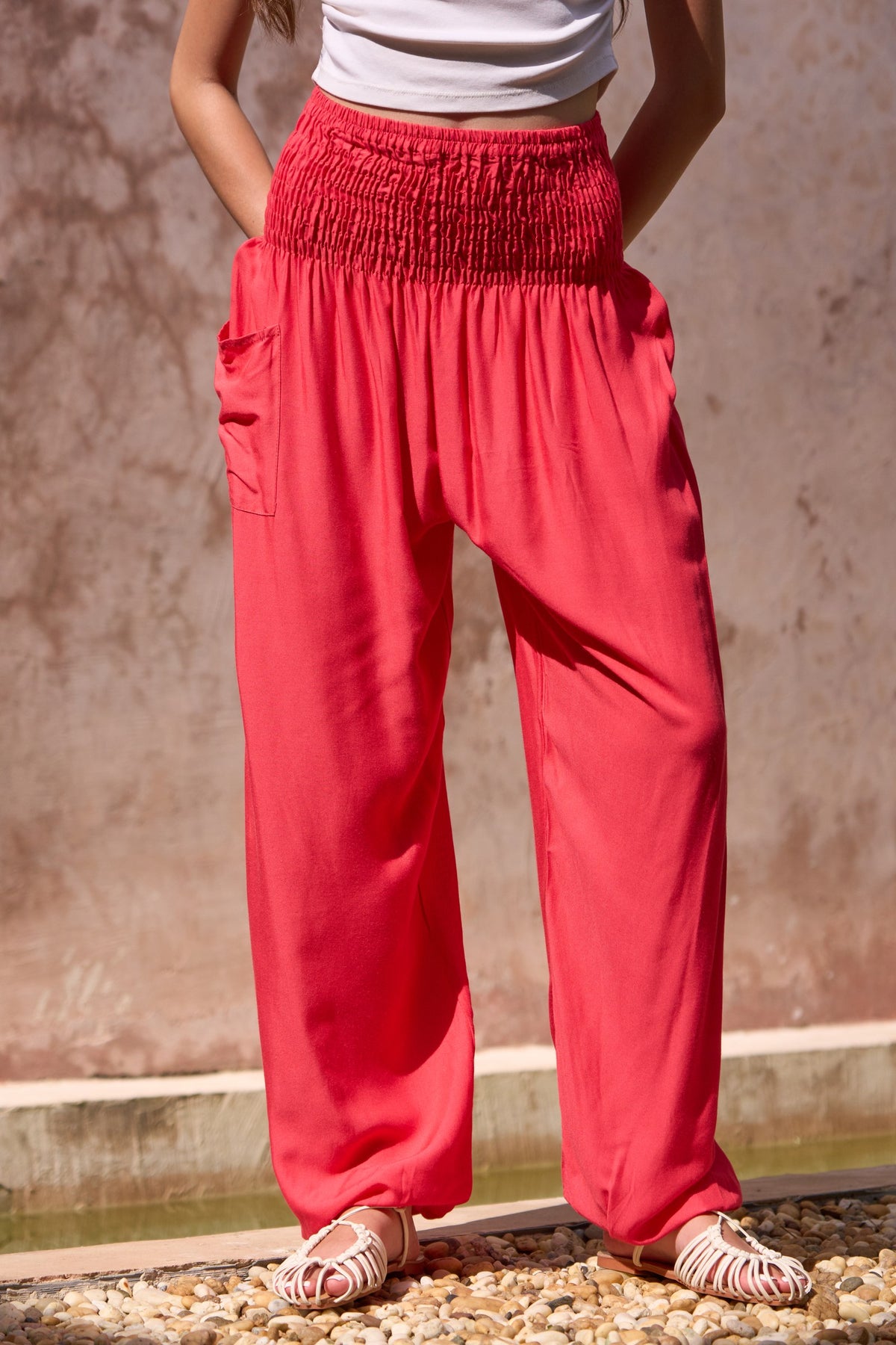 Harem pants raspberry red