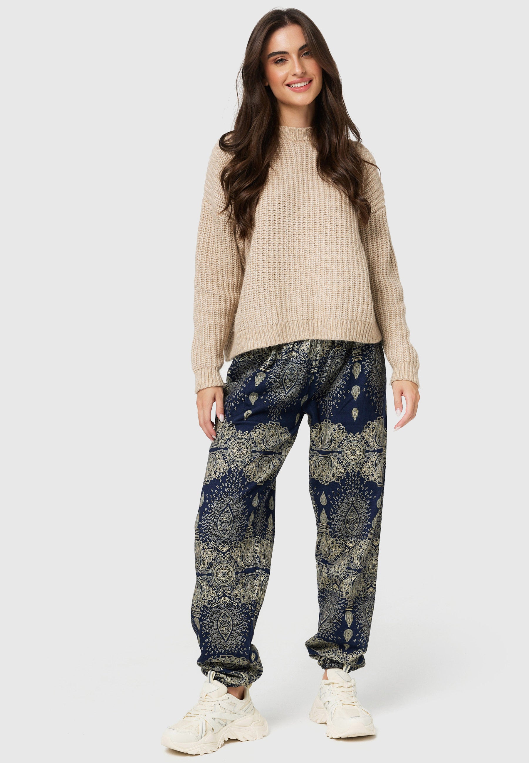 Pantalones bombachos cálidos para estar por casa Dark Blue Morning Dew