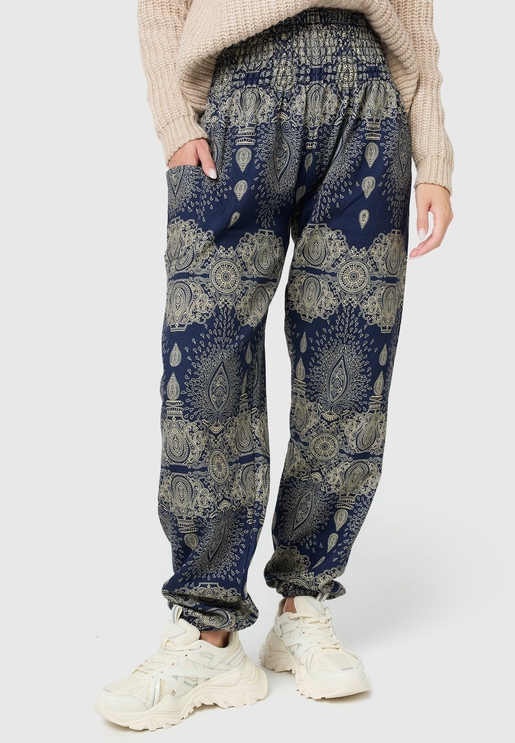 Pantalones bombachos cálidos para estar por casa Dark Blue Morning Dew