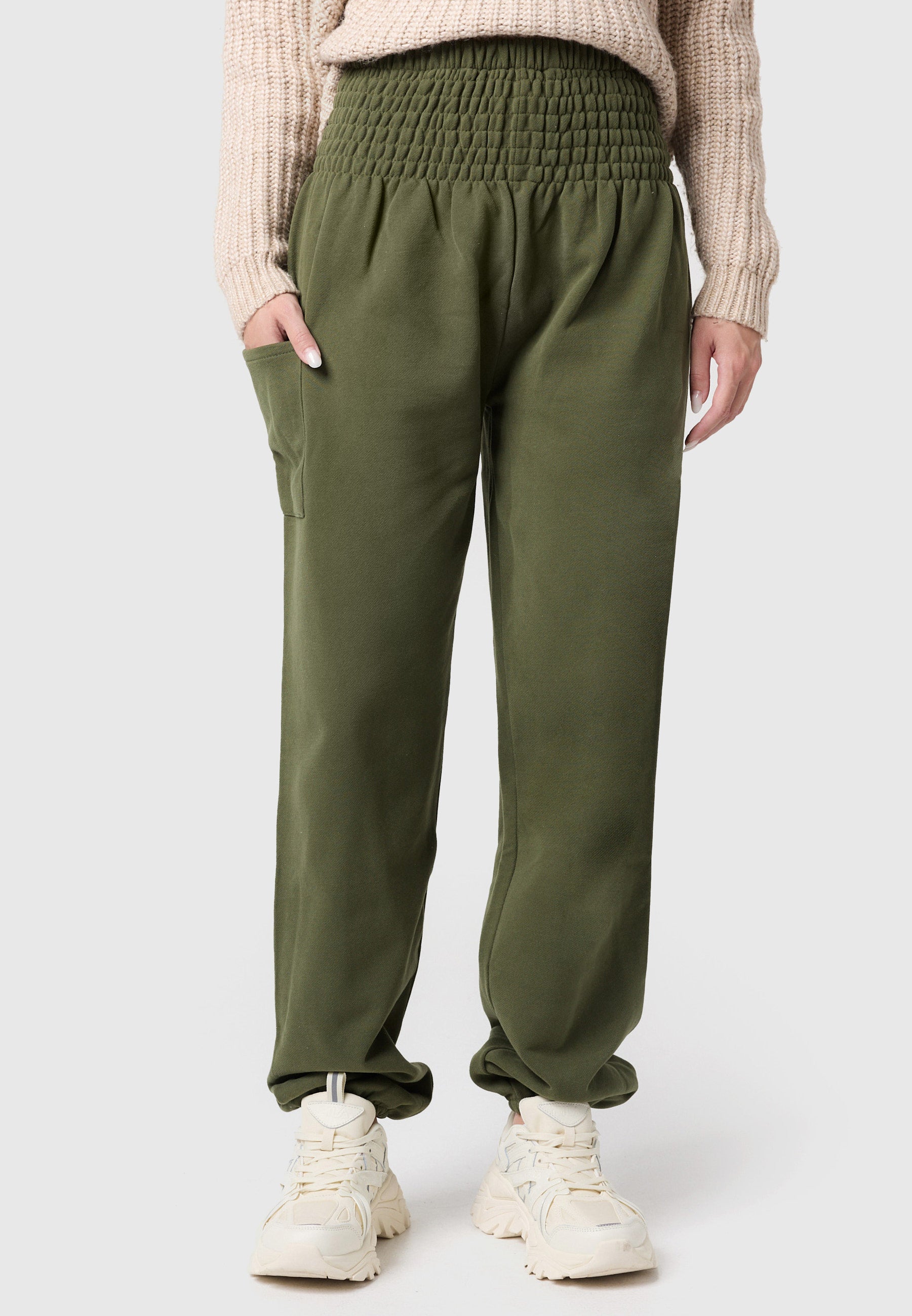 Pantalones harén cálidos para estar por casa verde oliva