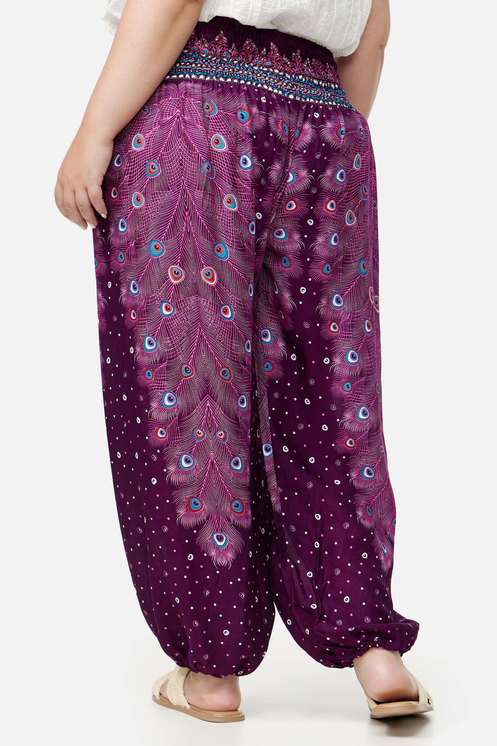 Haremshose Lila Pfauenauge Plus Size von hinten