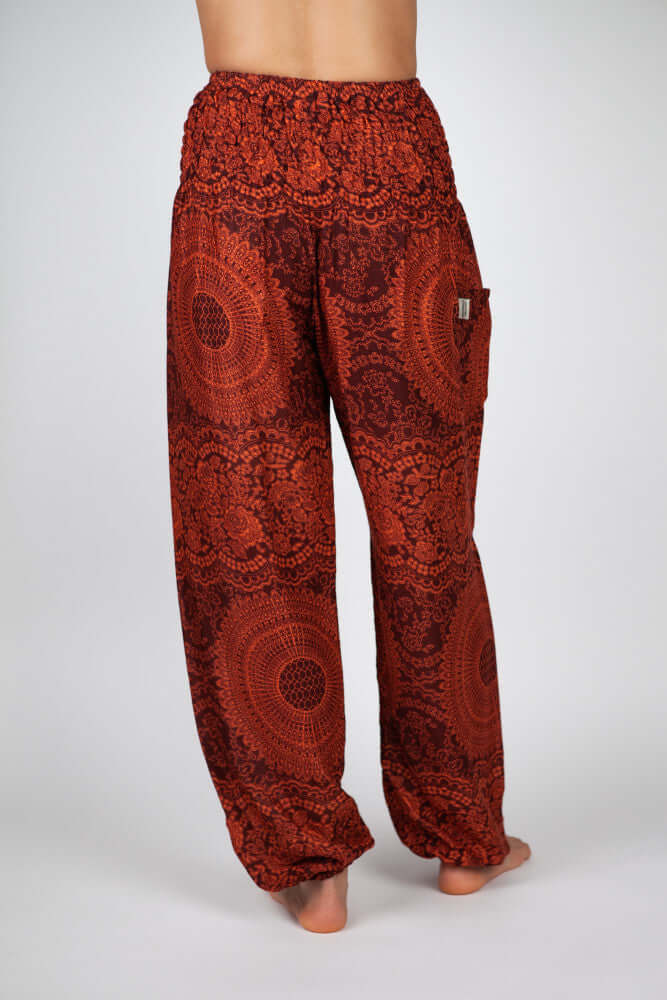 Rückansicht Haremshose Orange Mandala