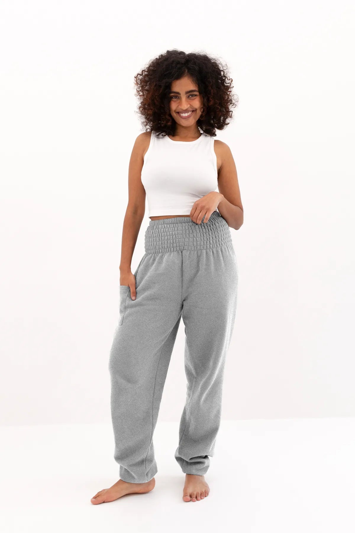 Warm loungewear harem pants light gray