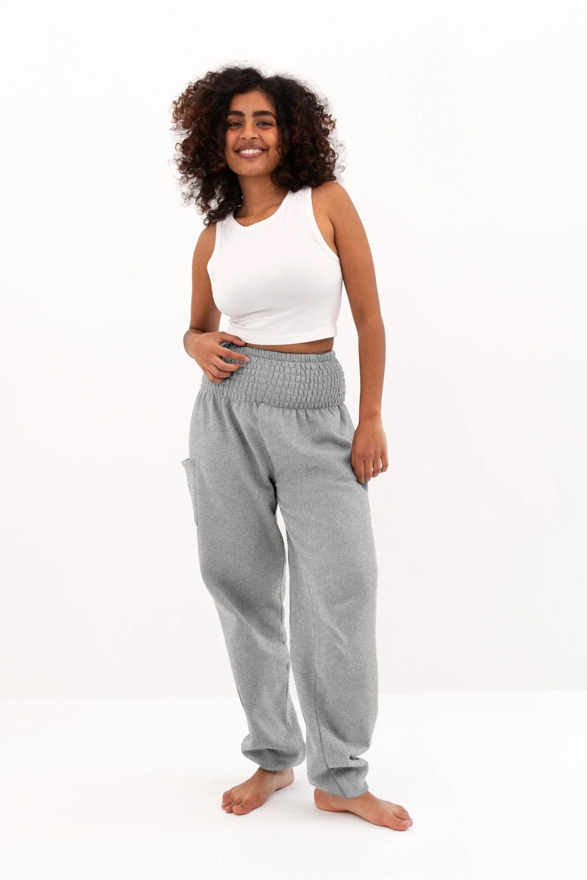 Warm loungewear harem pants light gray