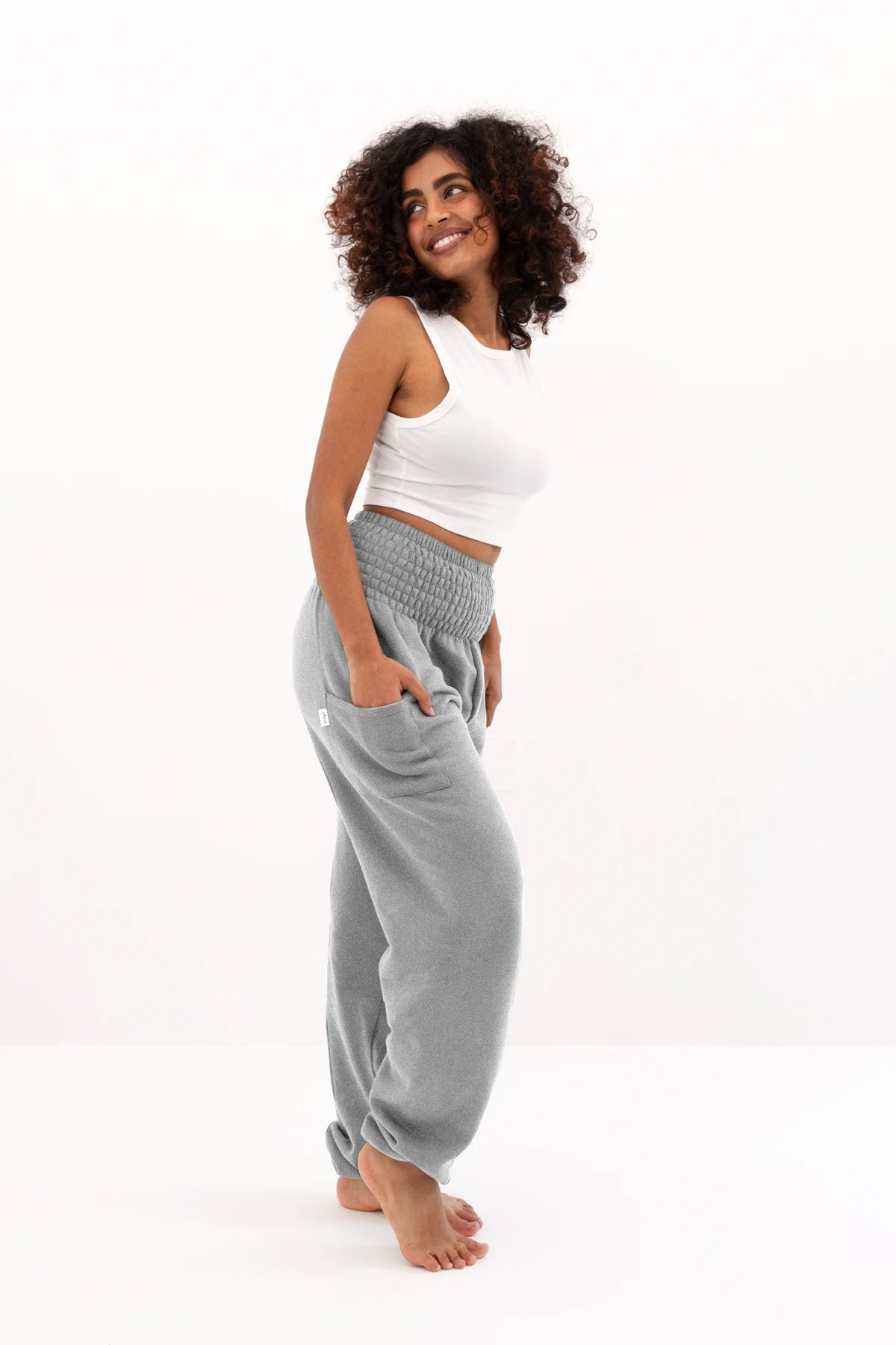 Warm loungewear harem pants light gray