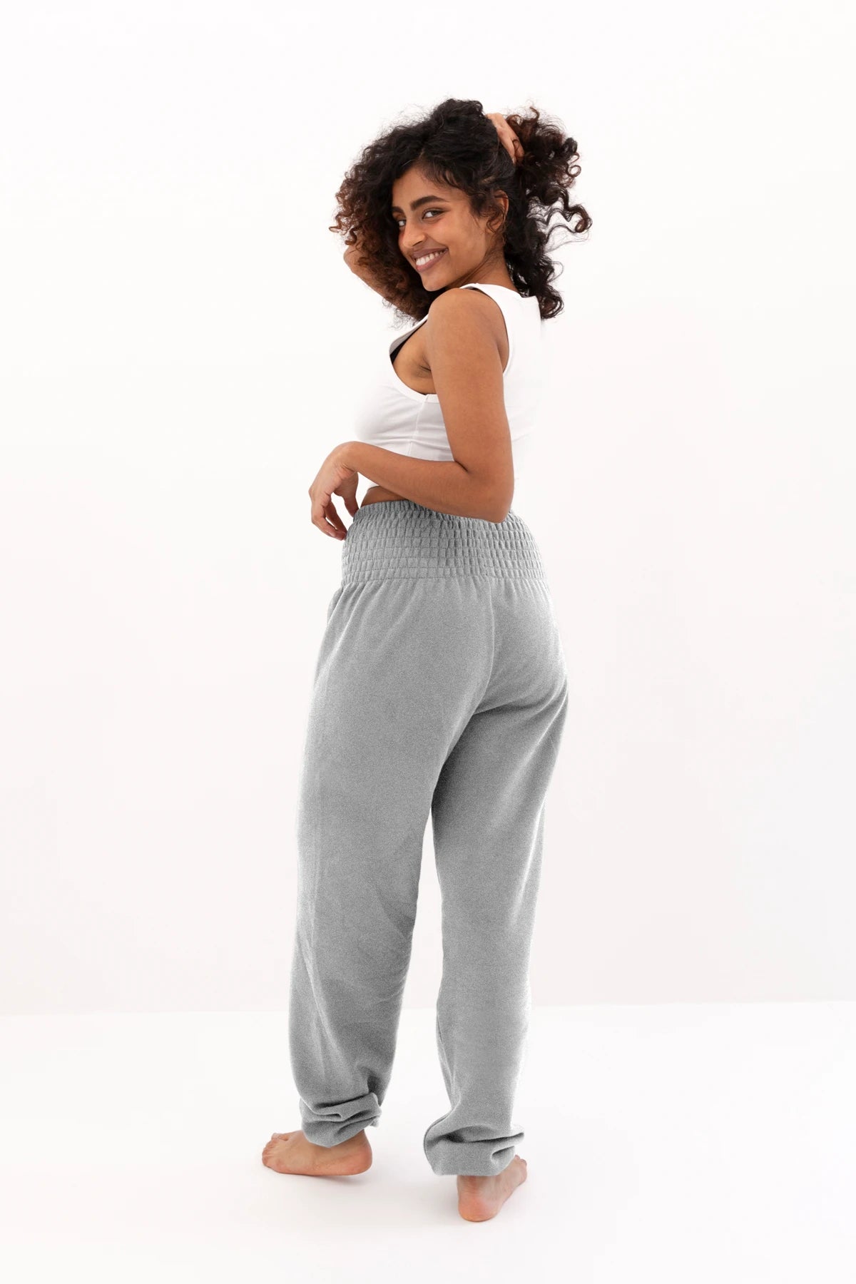 Warm loungewear harem pants light gray