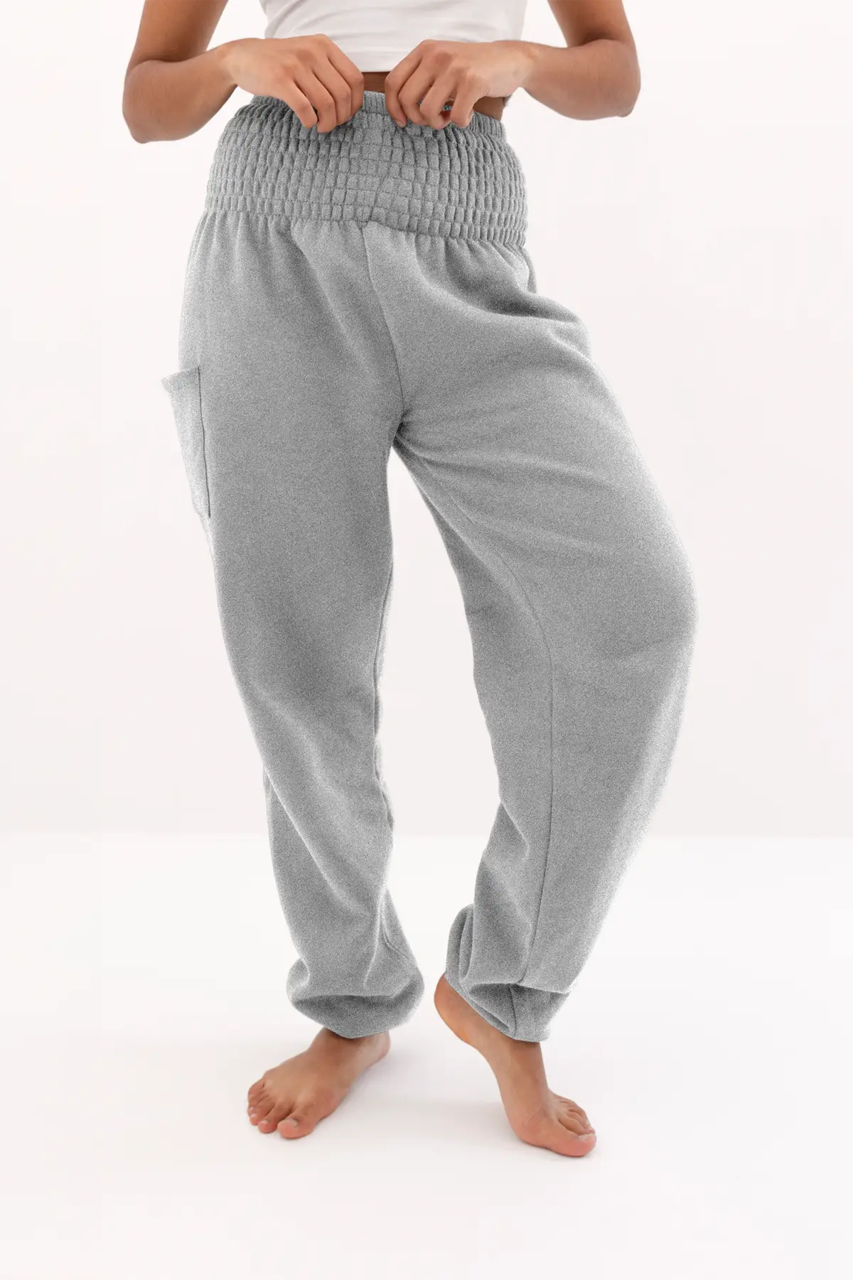 Warm loungewear harem pants light gray