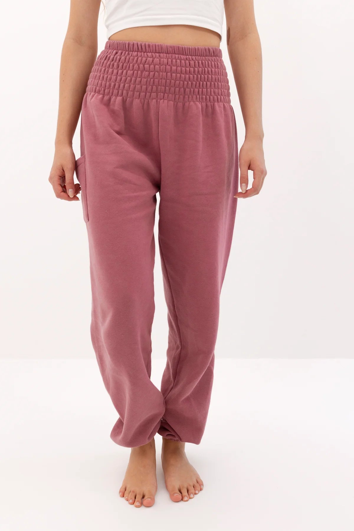 Warm loungewear harem pants raspberry red