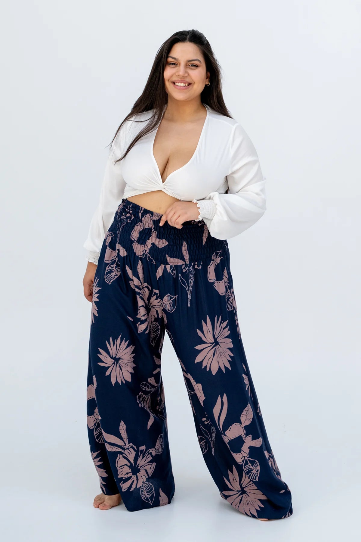 Palazzo Wasserlilie Dunkelblau Plus Size