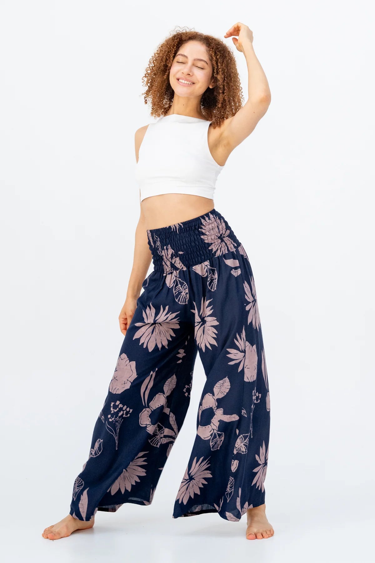 Palazzo Water Lily Dark Blue Short Version