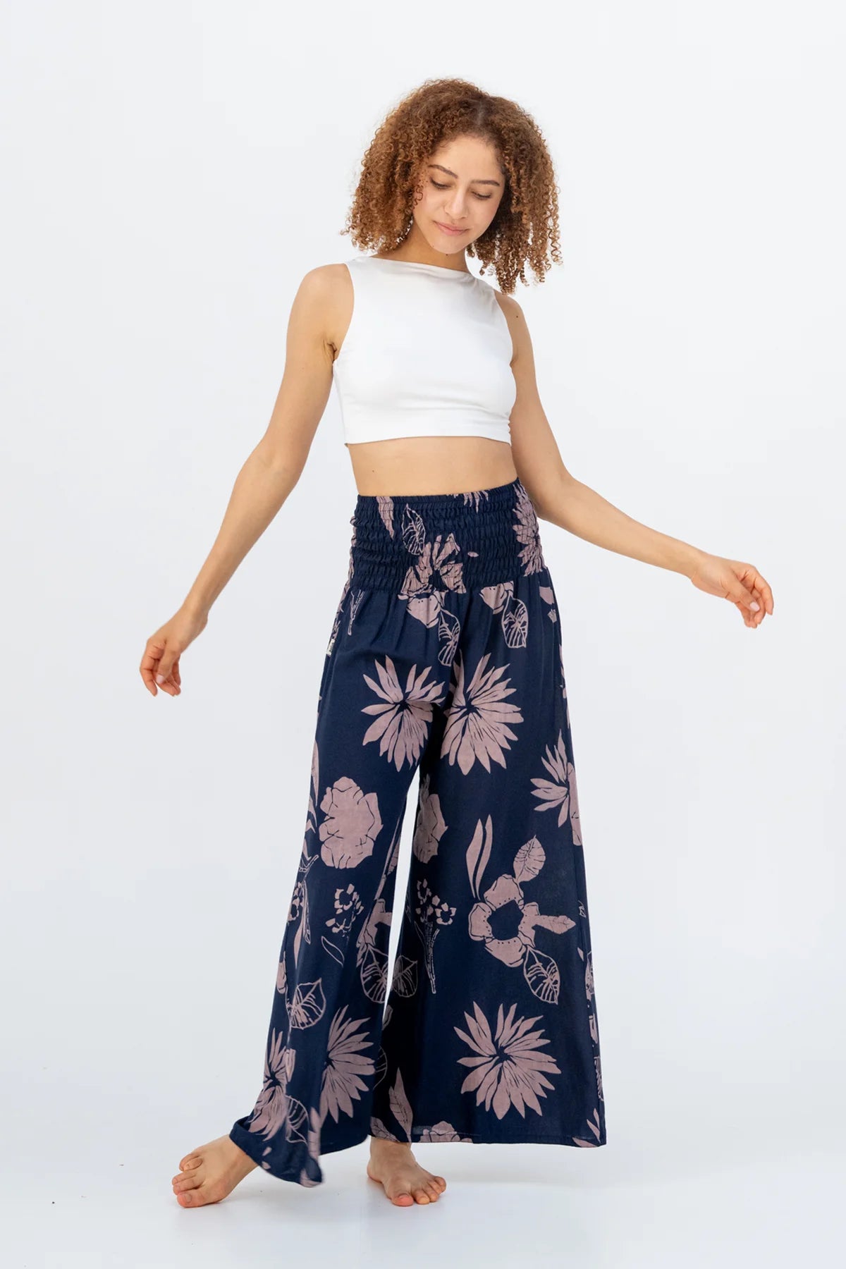Palazzo Water Lily Dark Blue Short Version