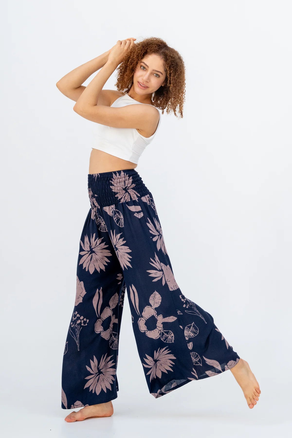 Palazzo Water Lily Dark Blue Short Version