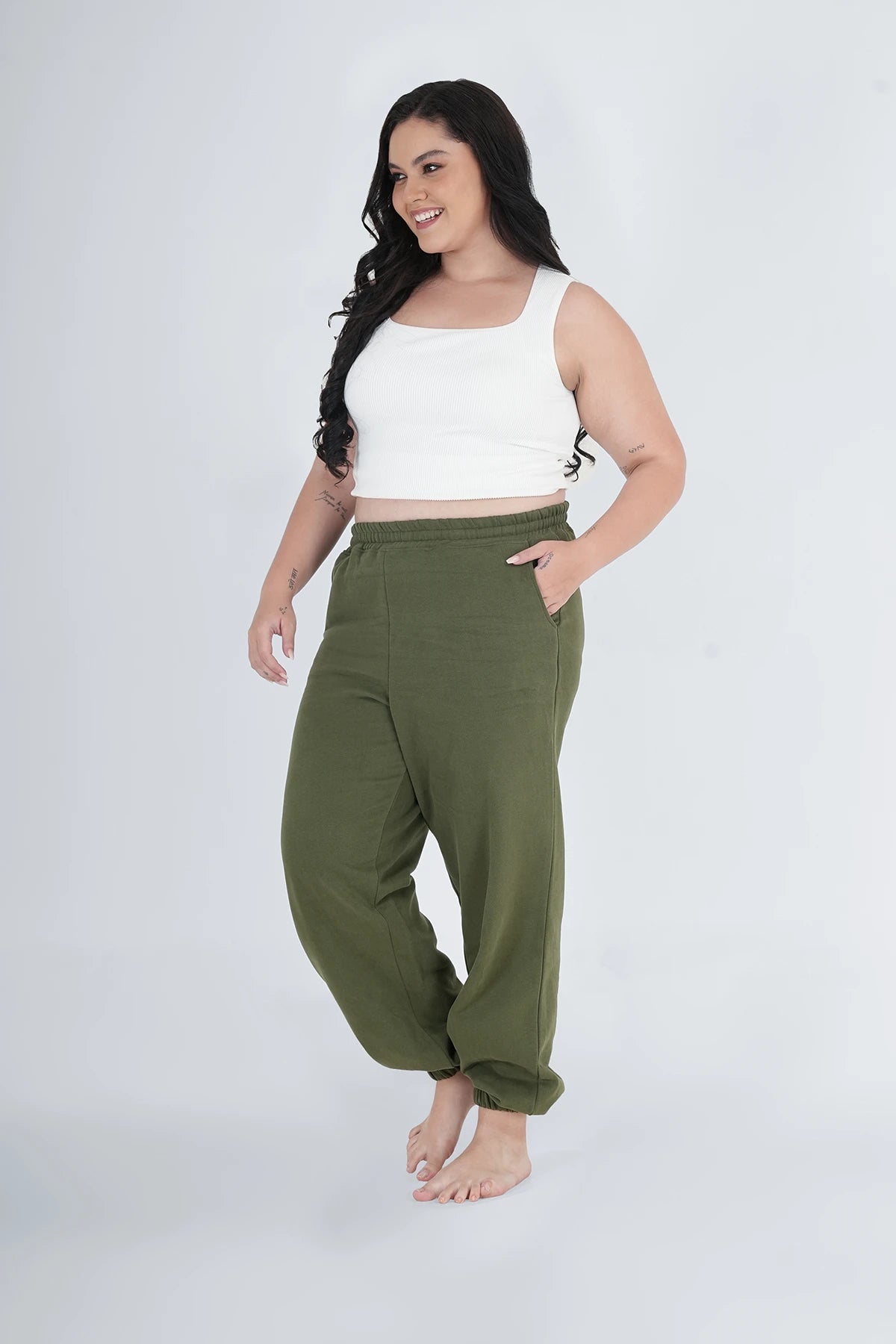 Sweatpants Classic Olive Plus Size