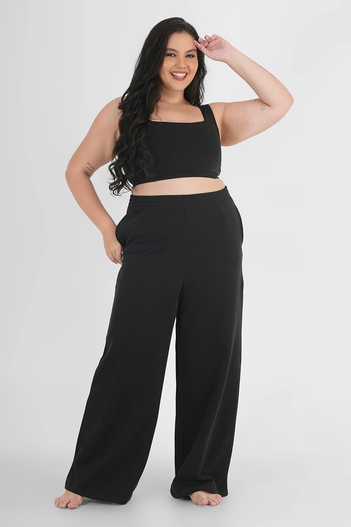 Sweatpants Straight Leg Black Plus Size