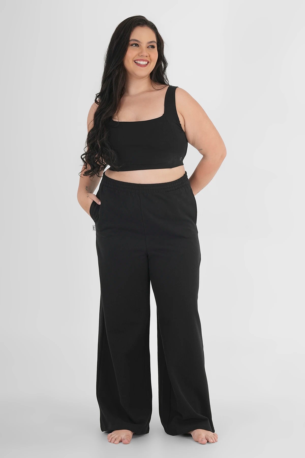 Sweatpants Straight Leg Black Plus Size